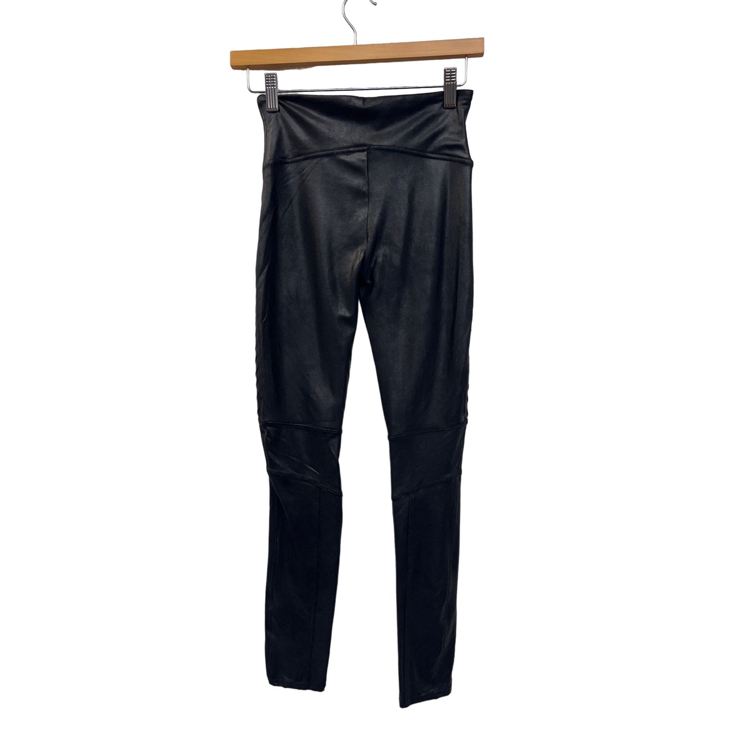 Spanx Black Faux Leather Moto Leggings