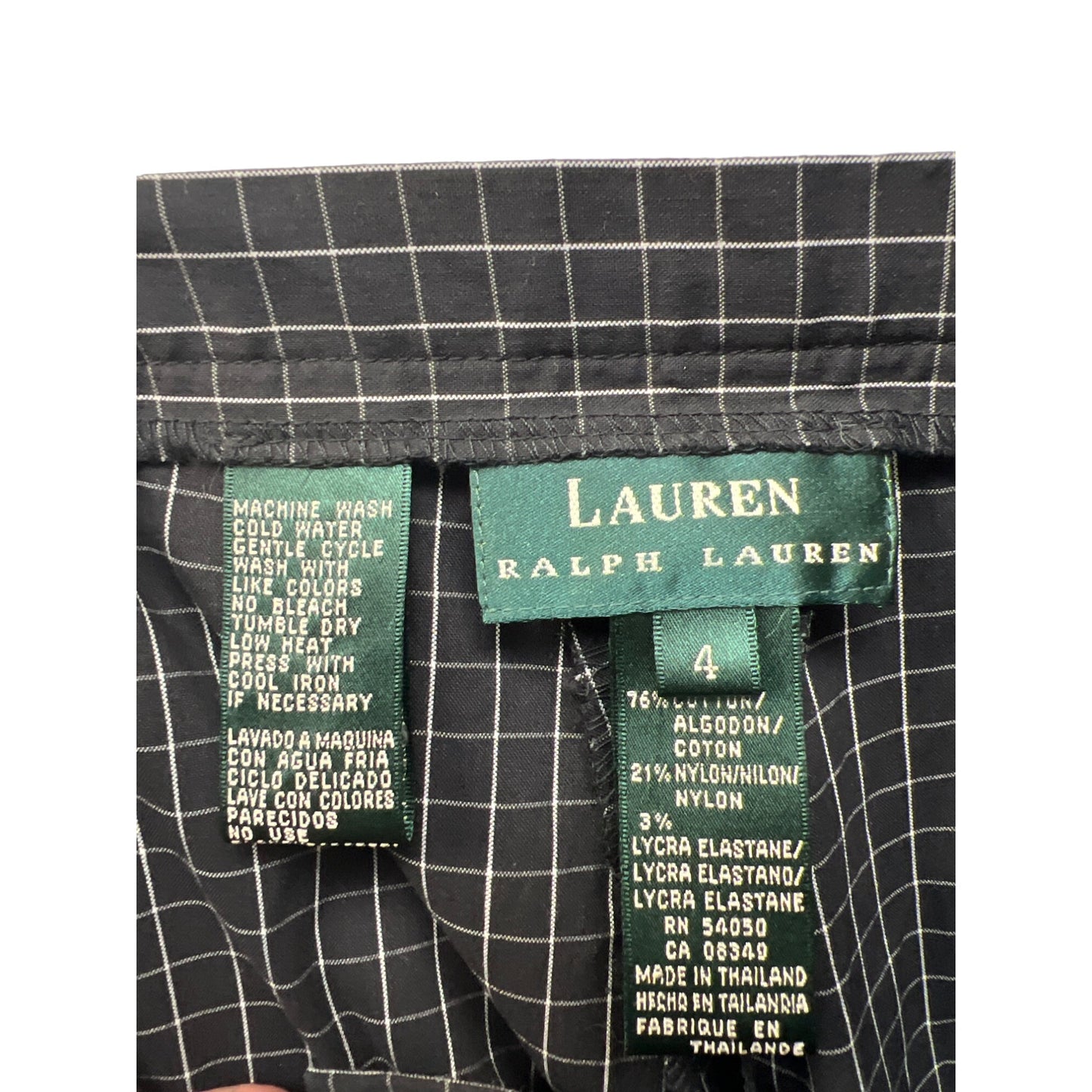 Lauren Ralph Lauren Vintage Black with White Window Pane Plaid Ankle Pants