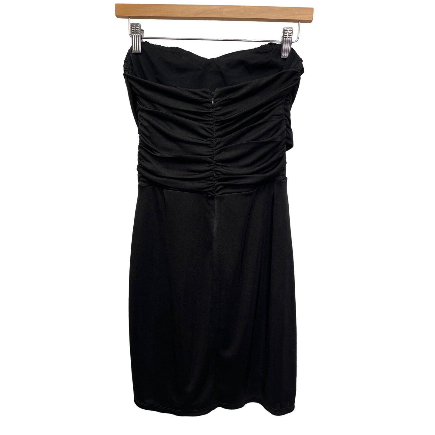 Express Black Strapless Ruched Bodycon Dress