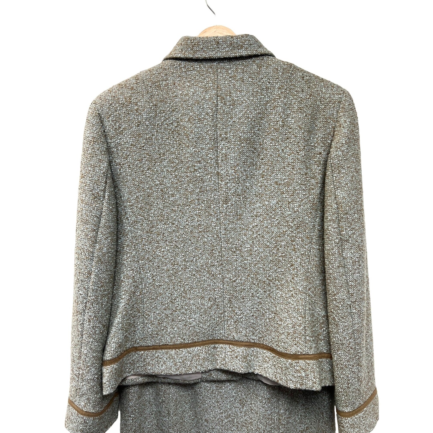 Liz Claiborne Collection NWT Light Green and Light Brown Wool Tweed Skirt Suit Set
