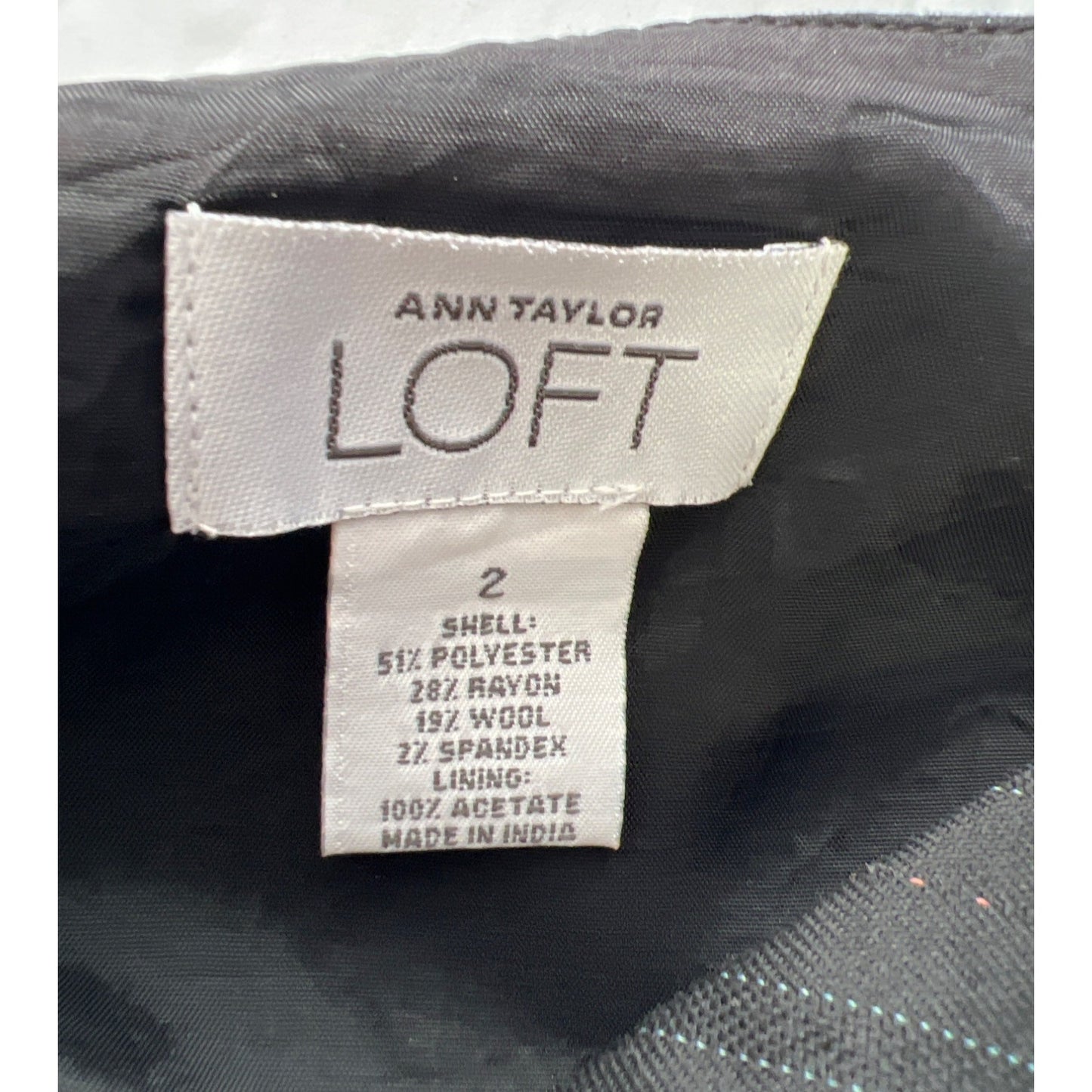 Loft Black Pinstripe Wool Blend A-Line Skirt