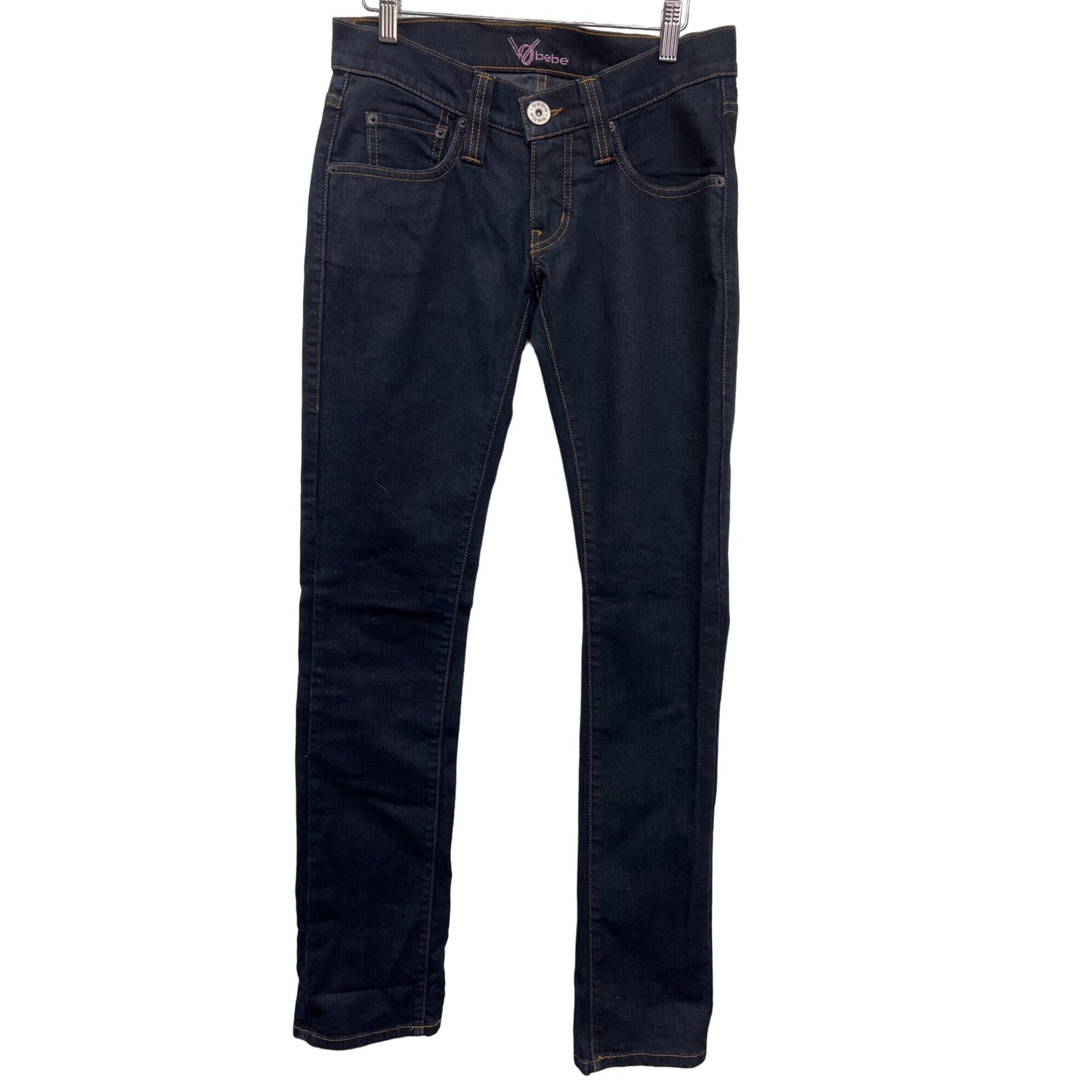 Bebe Vintage Y2K Low Rise Dark Wash Dip Front Straight Leg Jeans