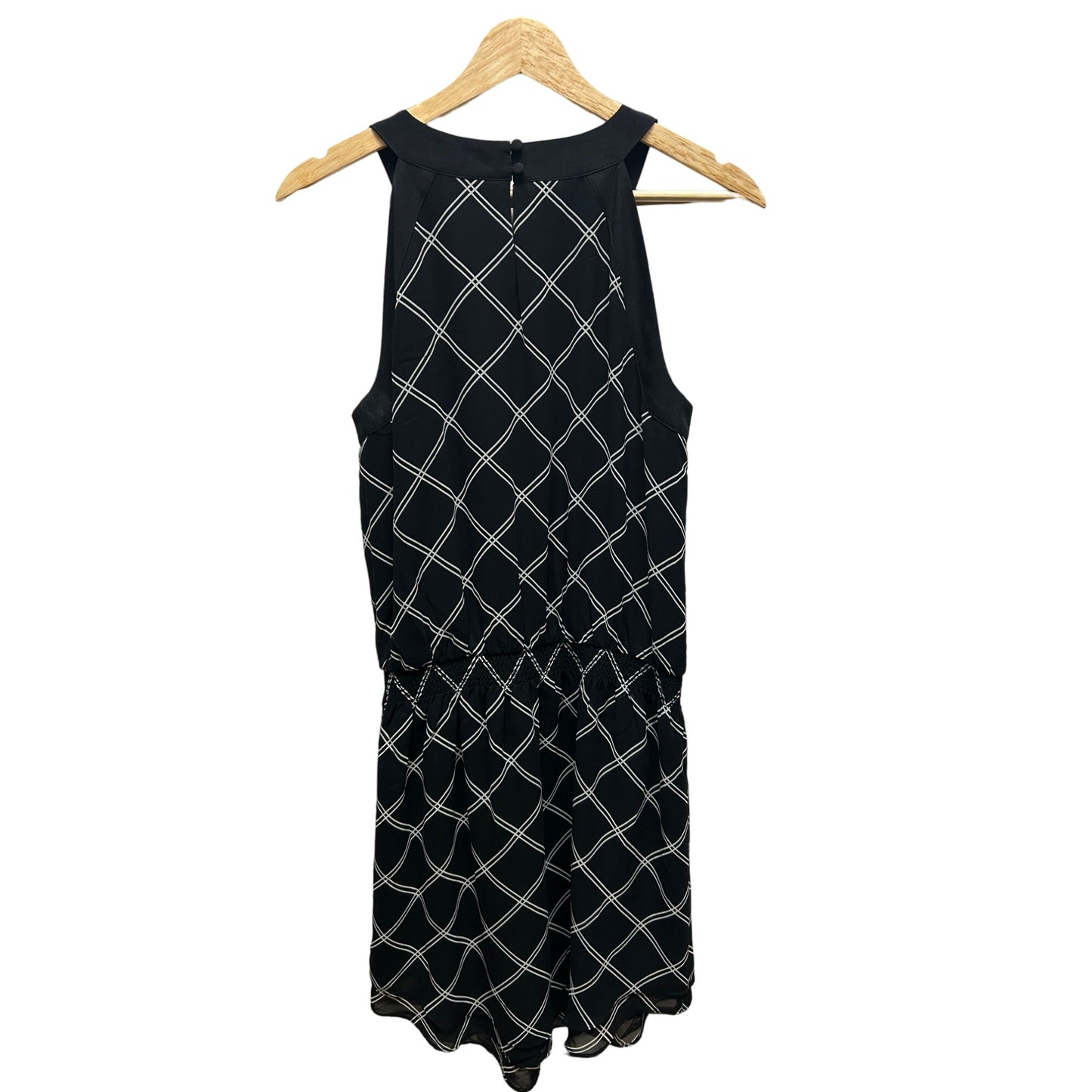 White House Black Market Black with White Diagnal Stripe Sleeveless Tunic Dress