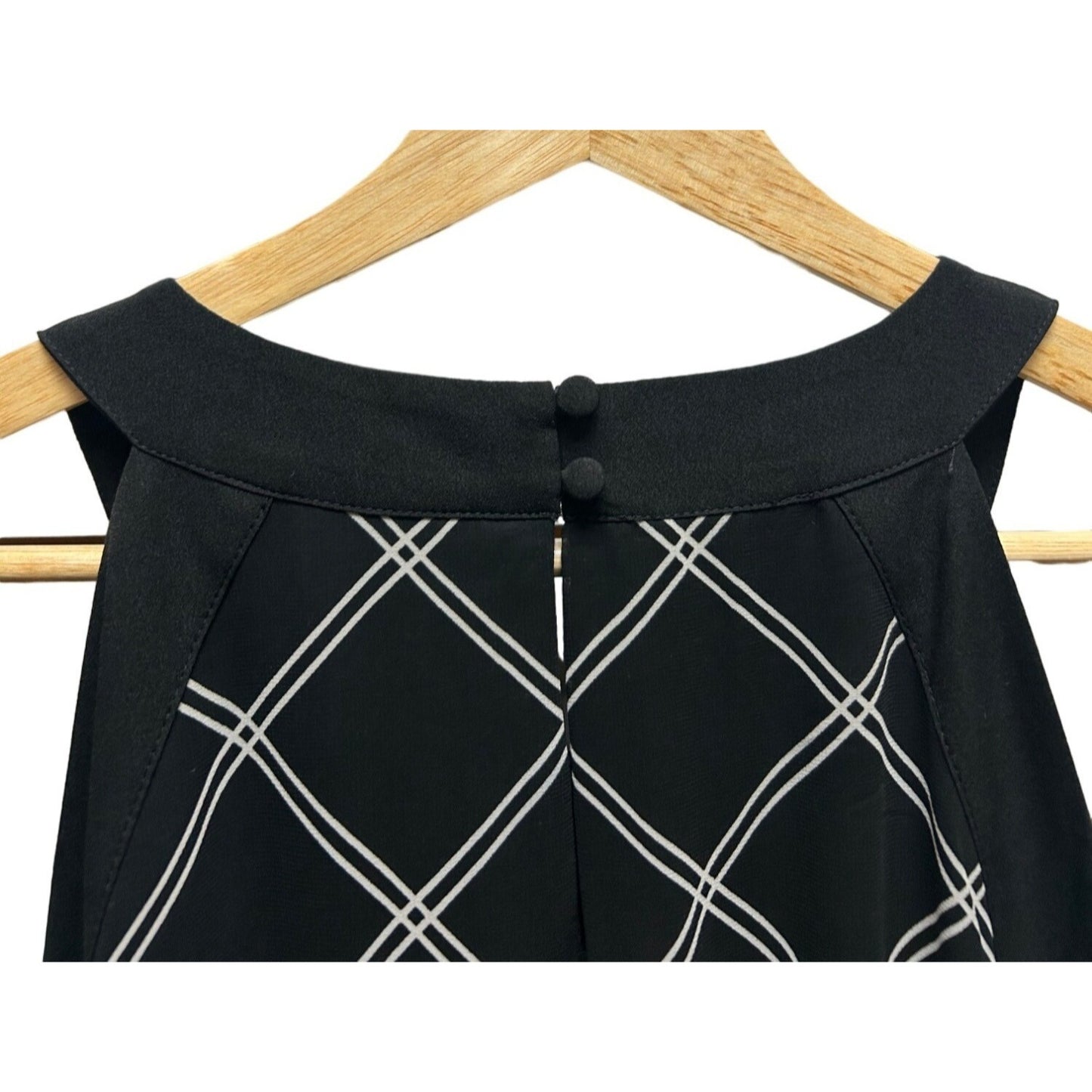 White House Black Market Black with White Diagnal Stripe Sleeveless Tunic Dress