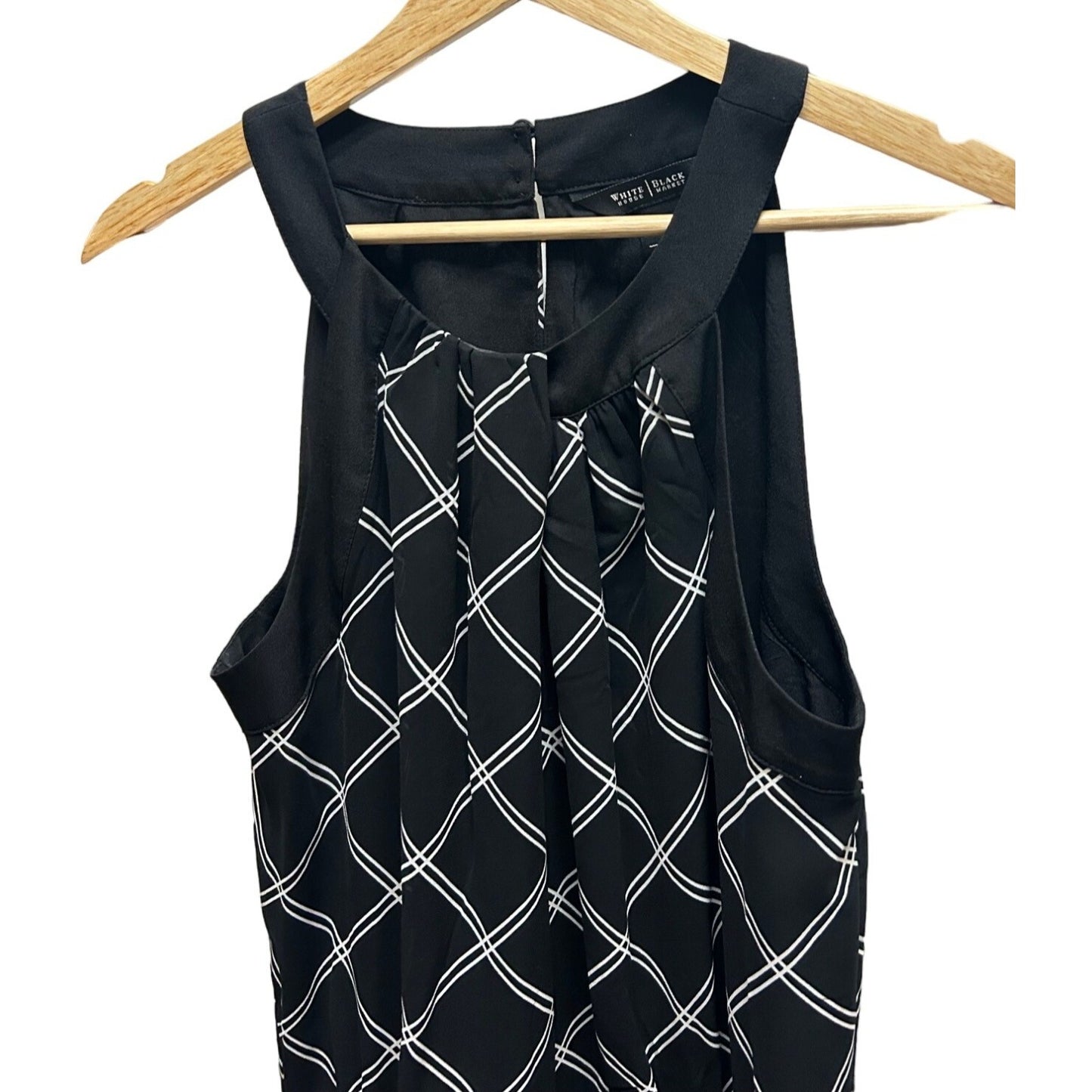 White House Black Market Black with White Diagnal Stripe Sleeveless Tunic Dress