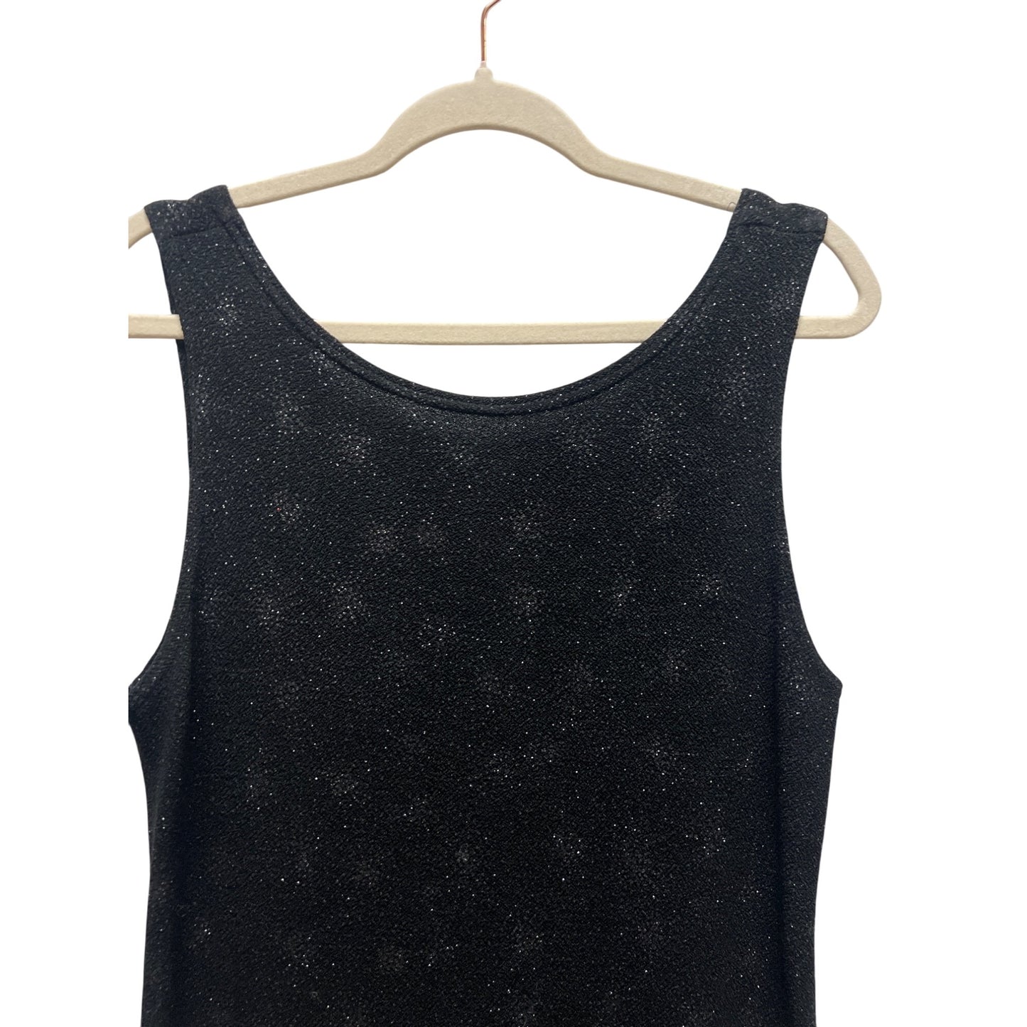 Ronni Nicole by Ouida Vintage 90's Black Sparkle Stretch Cocktail Dress