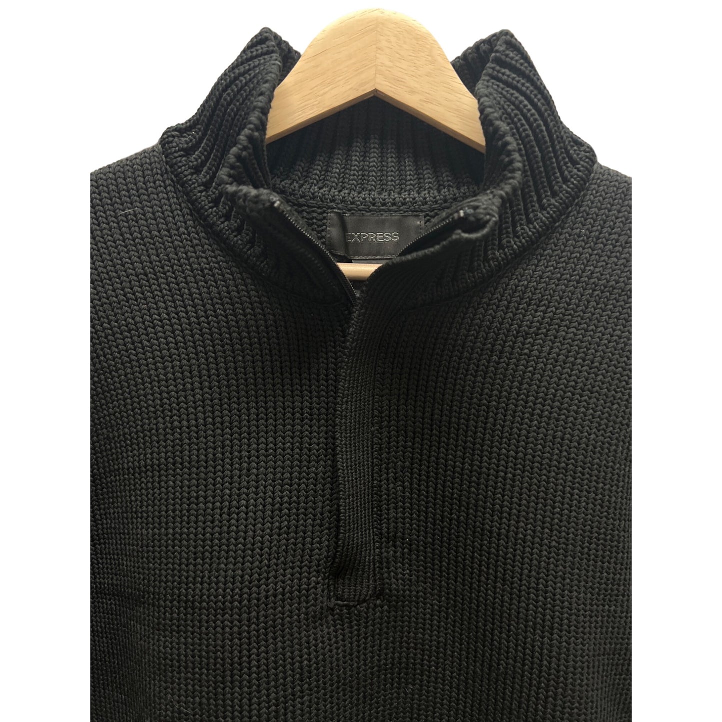 Express Black Heavy Knit Quarter Zip Sweater