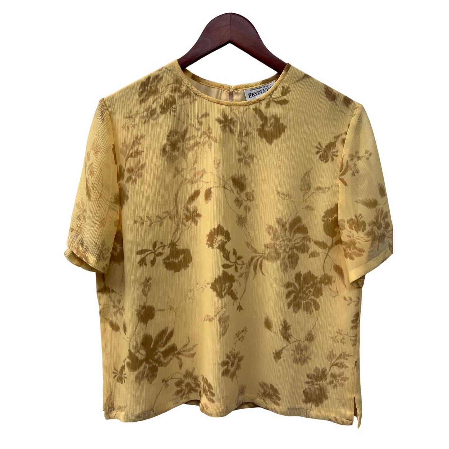 Pendleton 90's Vintage Yellow Floral Short Sleeve Blouse