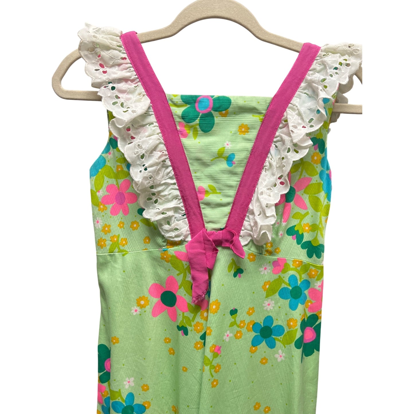 Hilda Hawaii Vintage 60's Empire Waist Green Floral Maxi Dress