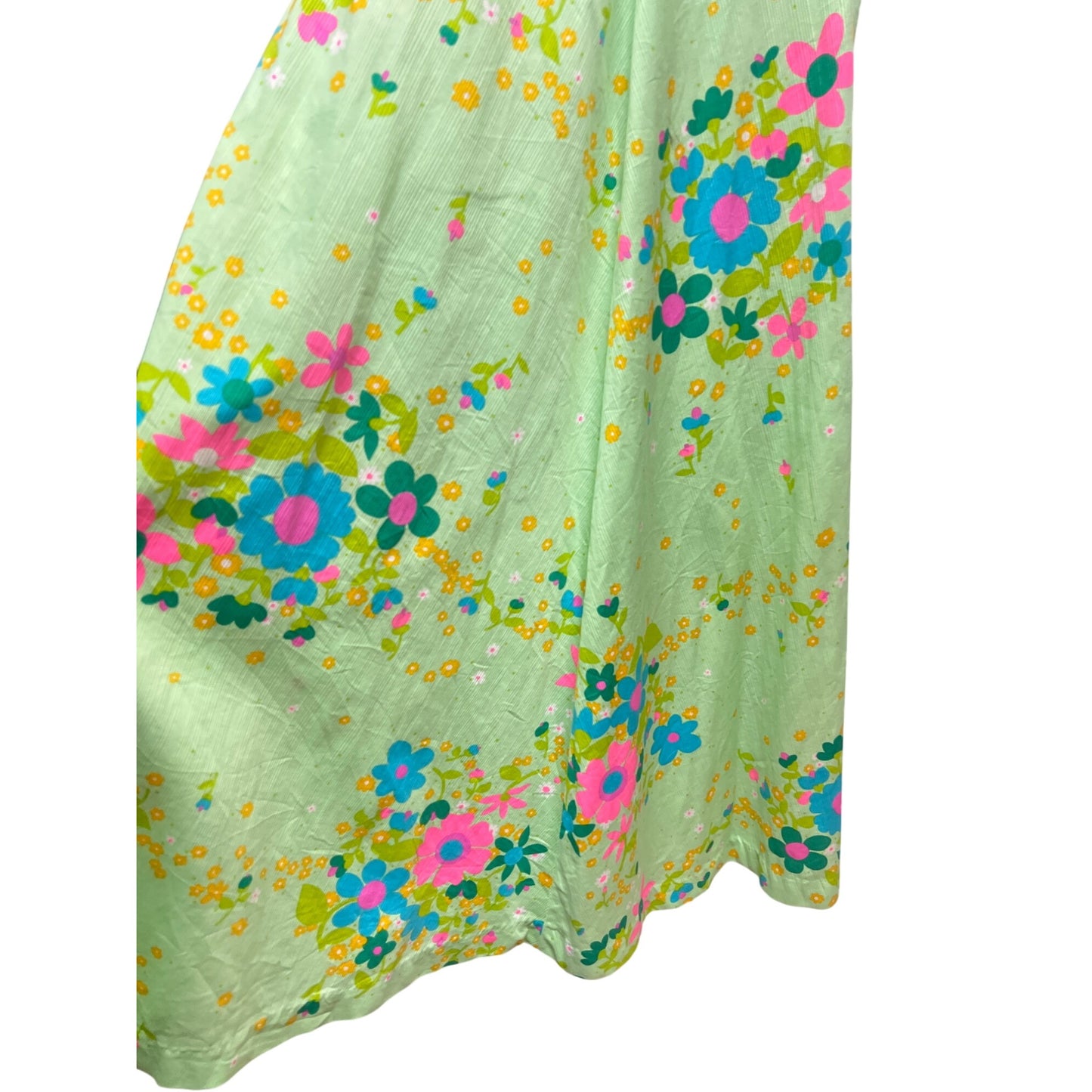 Hilda Hawaii Vintage 60's Empire Waist Green Floral Maxi Dress