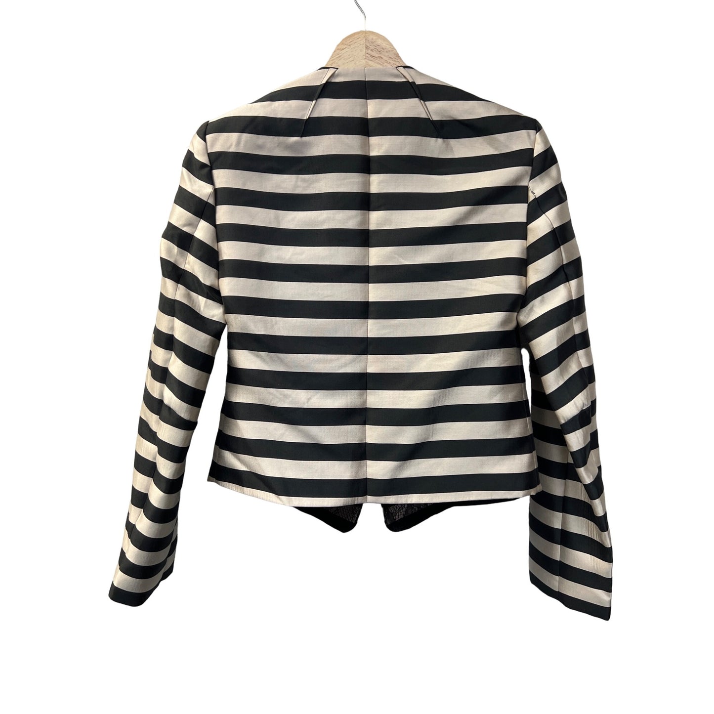Dolce Vita Anthropologie Black and Ivory Striped Cropped Blazer