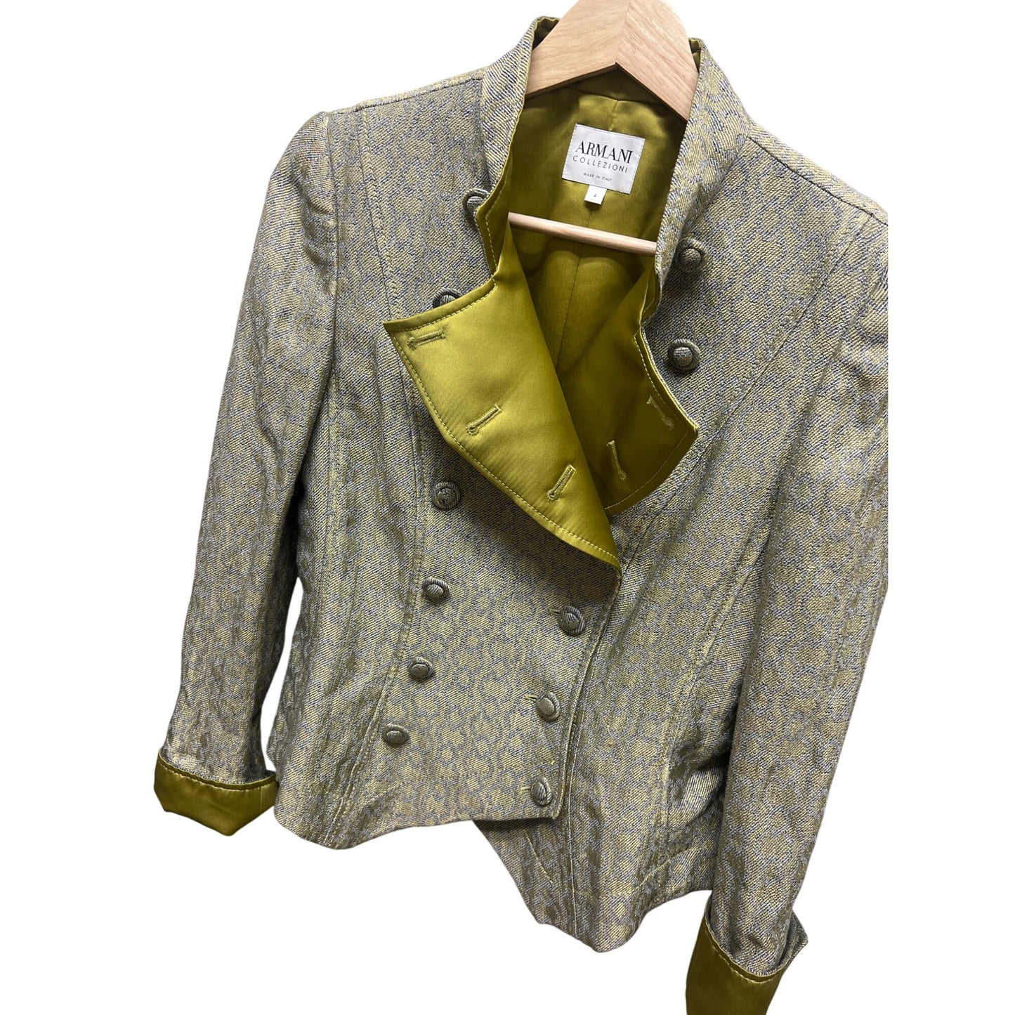 Armani Collezioni Vintage Y2K Green and gray Tweed Army Blazer