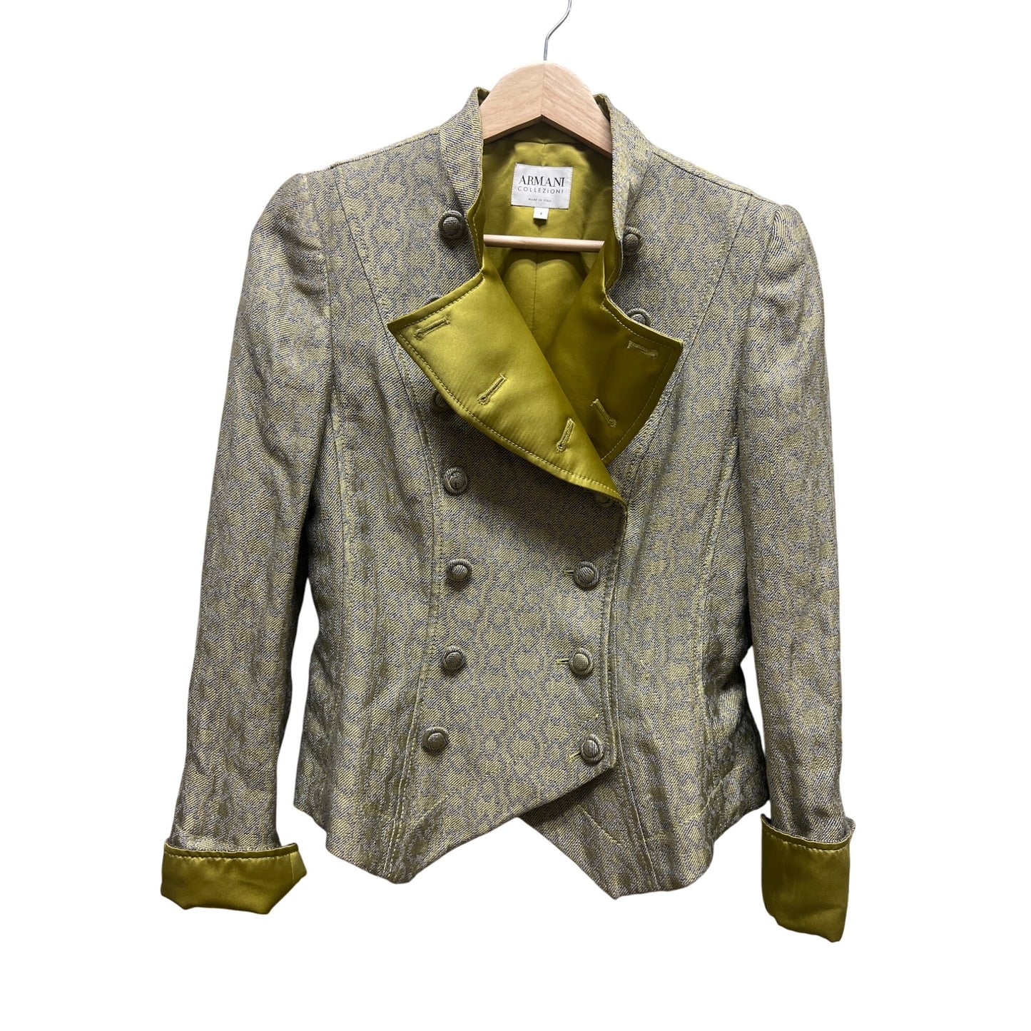 Armani Collezioni Vintage Y2K Green and gray Tweed Army Blazer