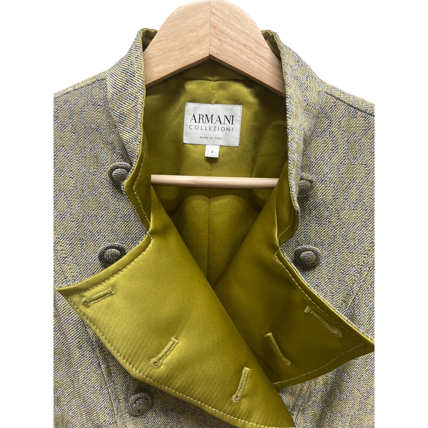 Armani Collezioni Vintage Y2K Green and gray Tweed Army Blazer