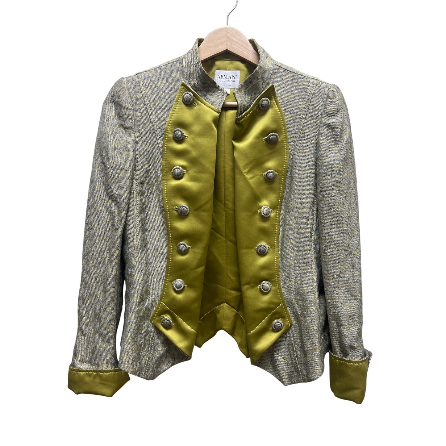 Armani Collezioni Vintage Y2K Green and gray Tweed Army Blazer