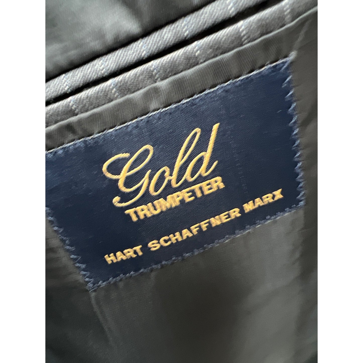Gold Trumpeter Hart Schaffner Marx Gray Pinstripe Blazer Sports Coat