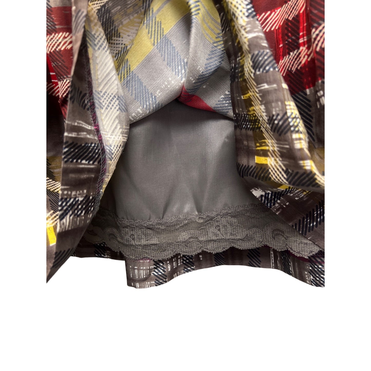 Trina Turk NWT Plaid Silk A-Line Skirt with Ribbon Waist