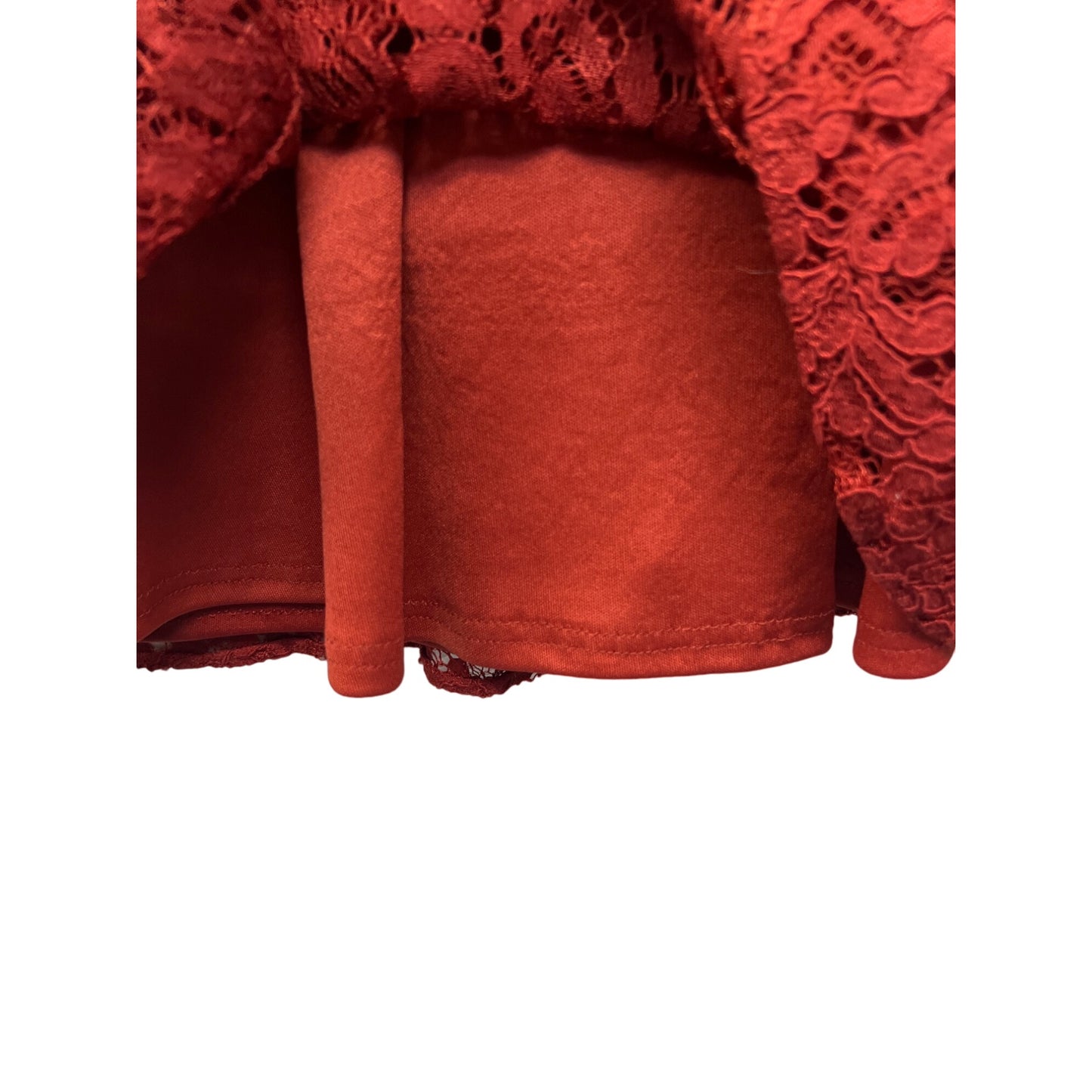 Blu Pepper Burnt Orange Floral Lace Overlay Sleeveless A-Line Dress