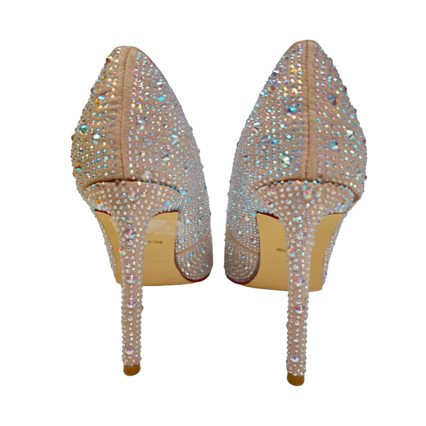 Anna Michelle Nude Stiletto Heels with Rhinestones