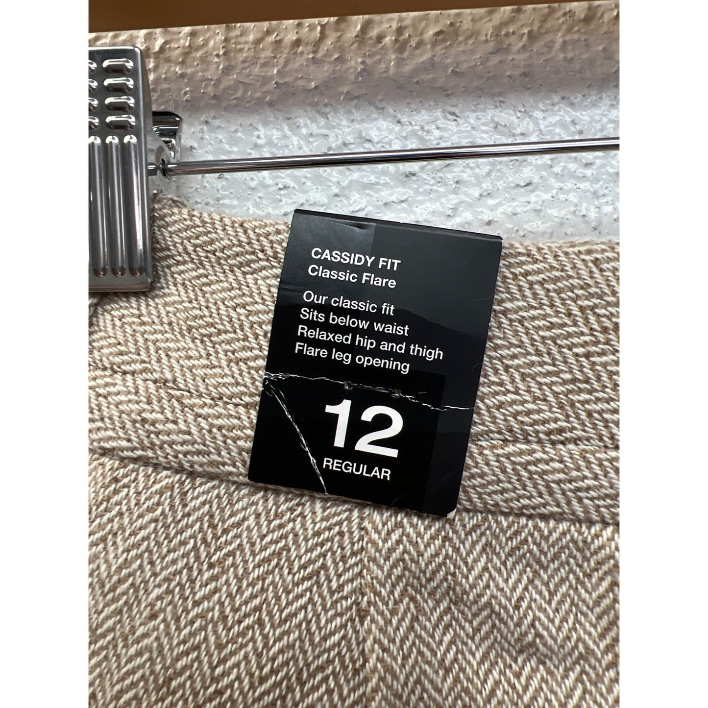 The Limited Cassidy Fit Tan Houndstooth Cotton Wool Blend Trousers NWT