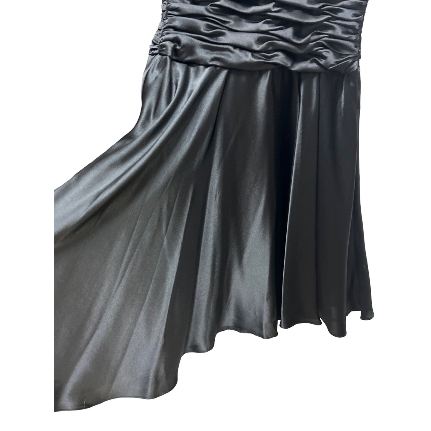 Maggy Boutique Vintage 90's Black Satin Fit & Flare Special Occasion Dress