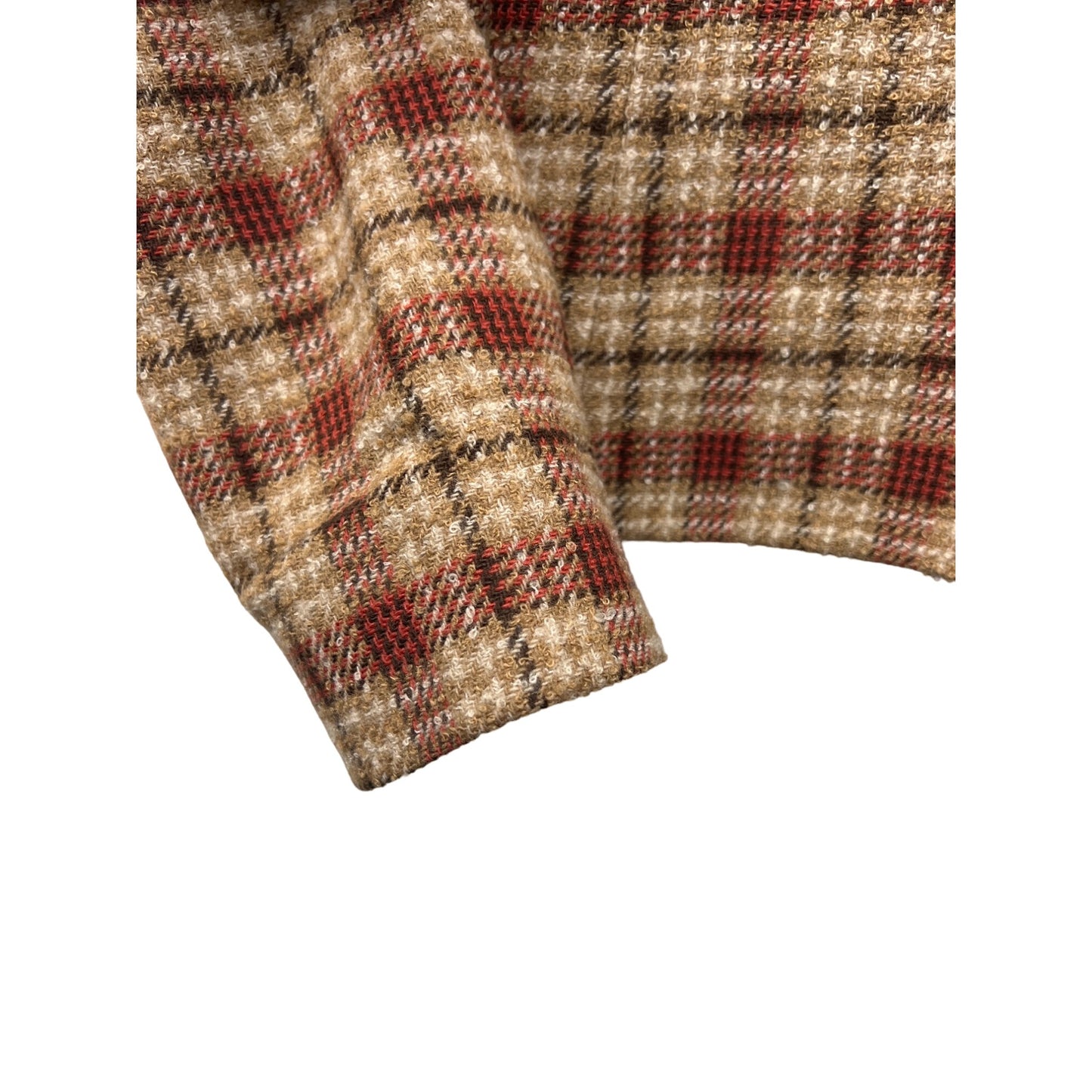 Pendleton Vintage Tan and Red Plaid Wool Cropped Blazer