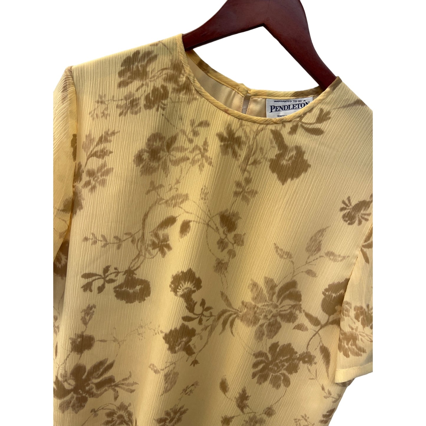 Pendleton 90's Vintage Yellow Floral Short Sleeve Blouse