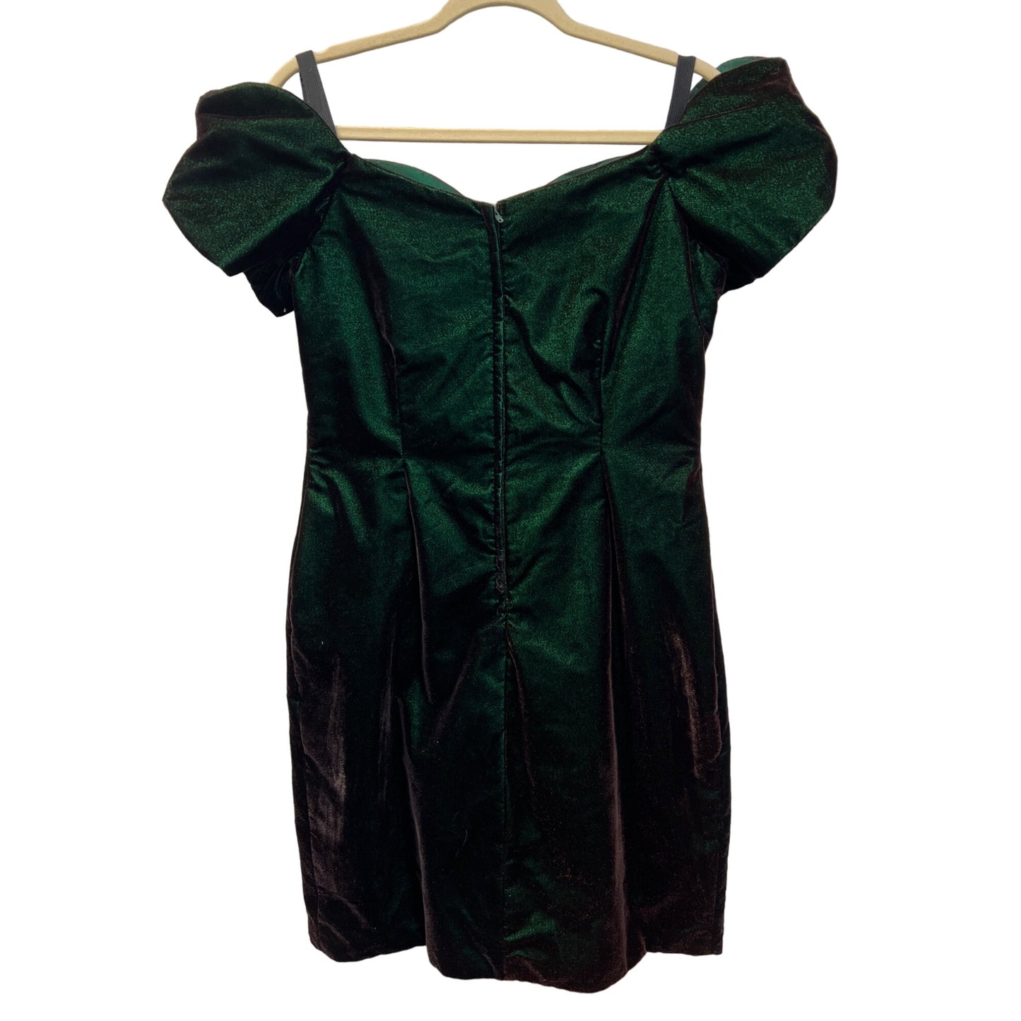 Do You Love Me Vintage 80's Emerald Green Iridescent Velvet Cocktail Evening Dress
