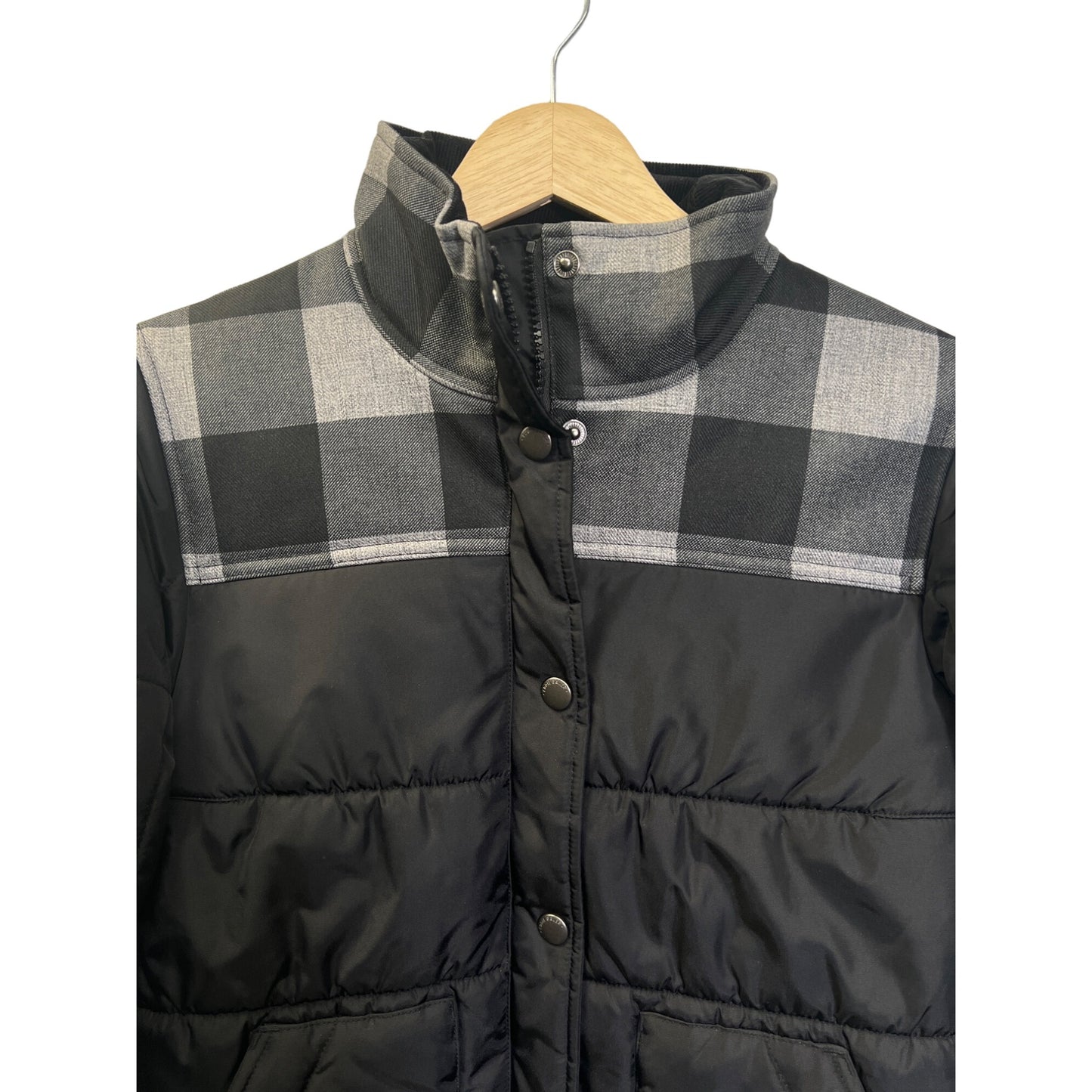 Eddie Bauer Buffalo Plaid and Black Ski Puffer Jacket