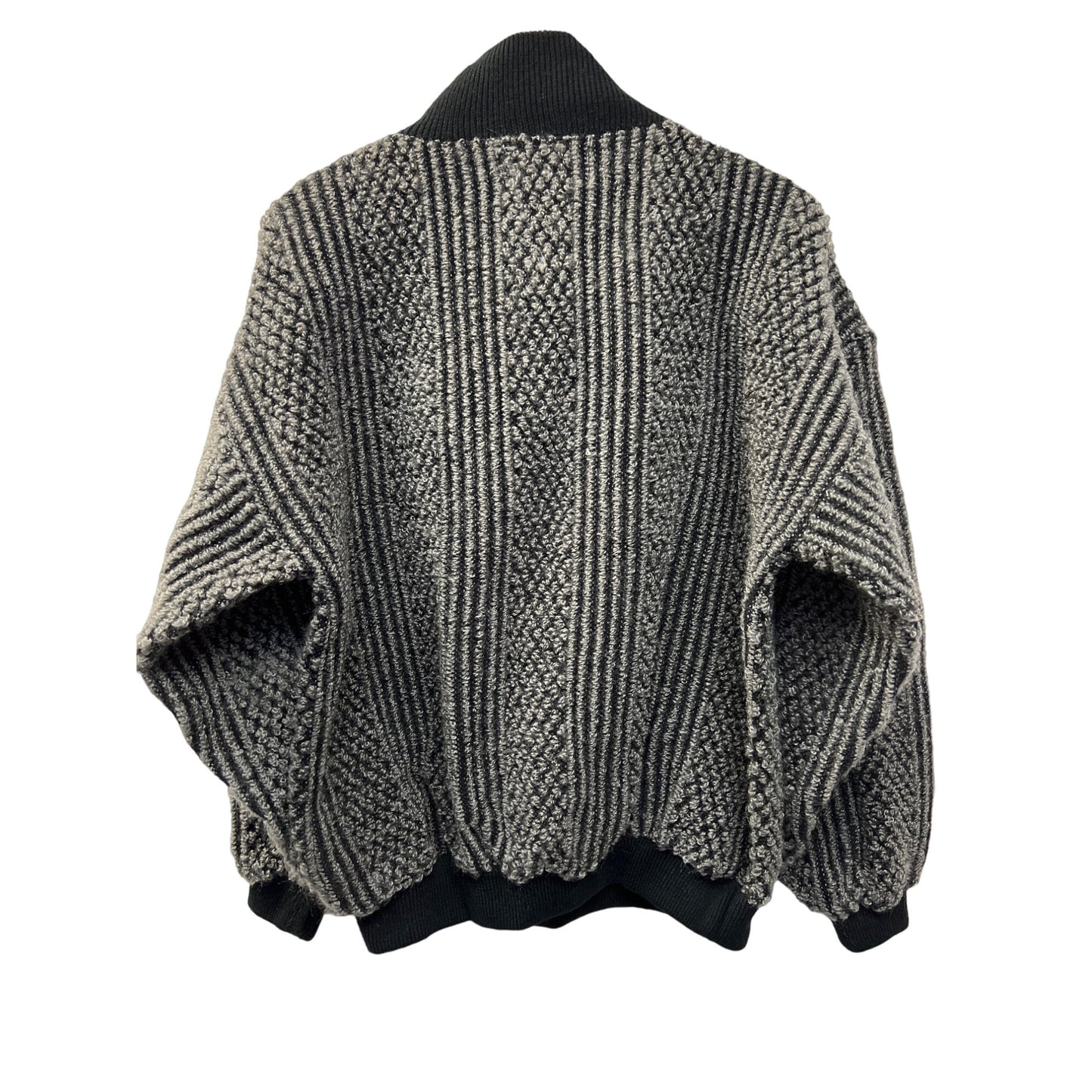 Midway Vintage 80's Quarter Zip Textured Sweater with Leather Trim