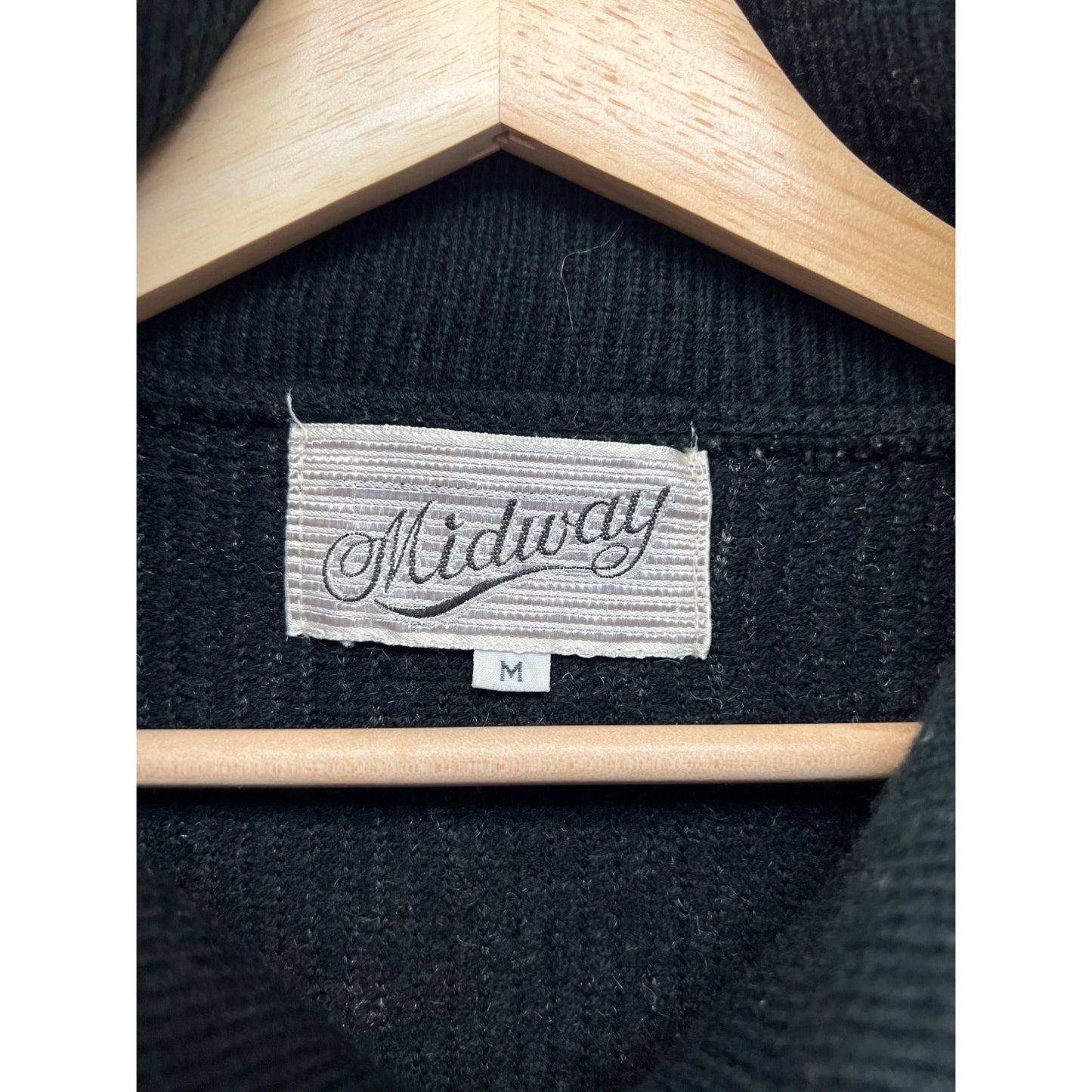 Midway Vintage 80's Quarter Zip Textured Sweater with Leather Trim