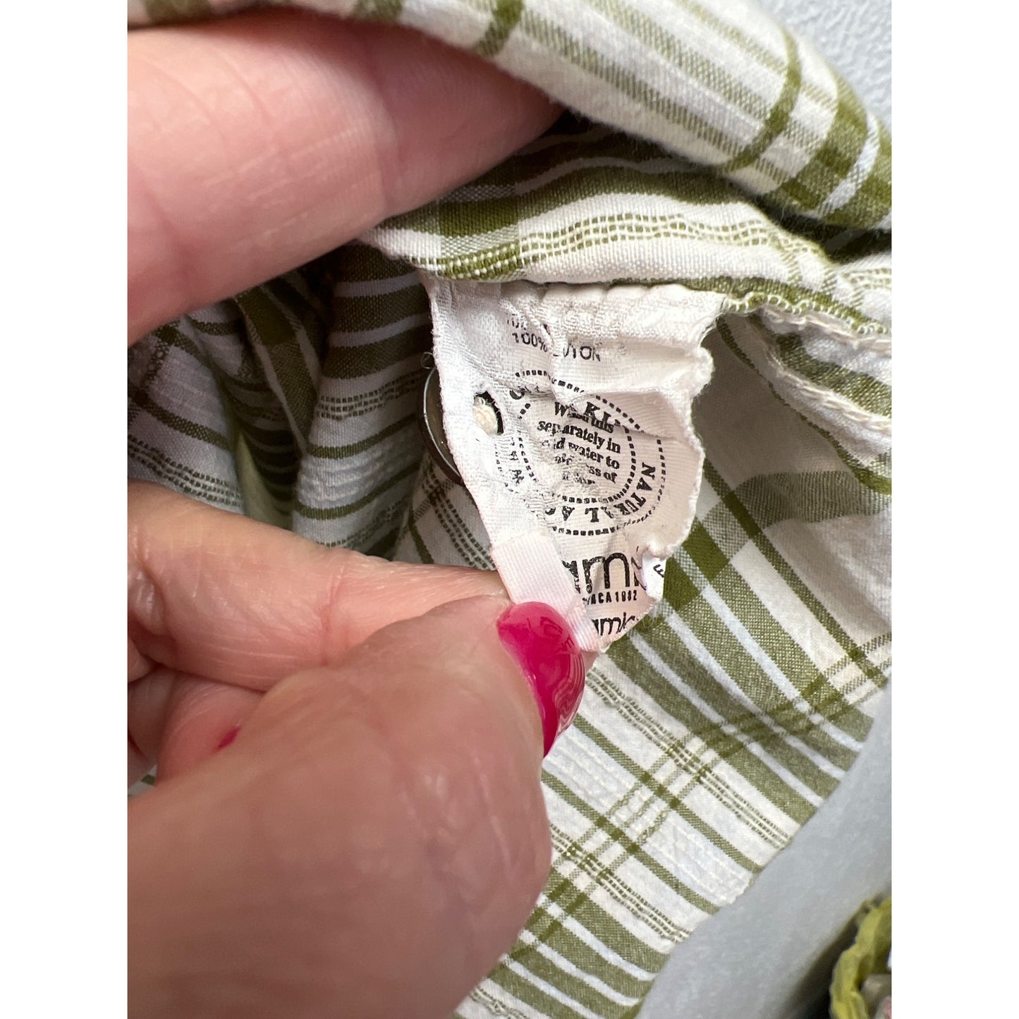 Gramicci Green and White Plaid Long Sleeve Button Down Shirt