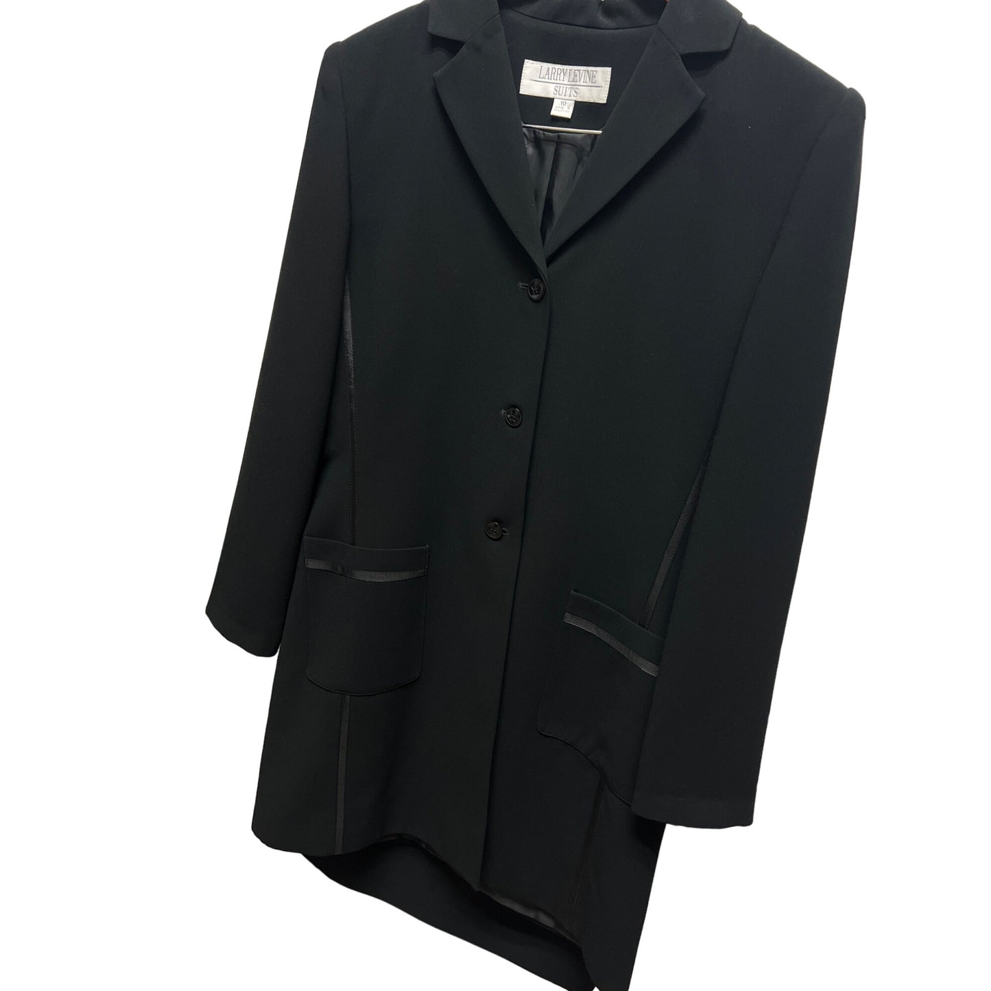 Larry Levine Black Long Blazer & Skirt Suit Set