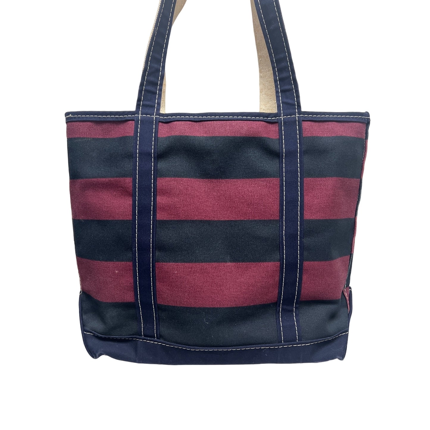 L.L. Bean Vintage Navy & Red Striped Boat & Tote Canvas Bag
