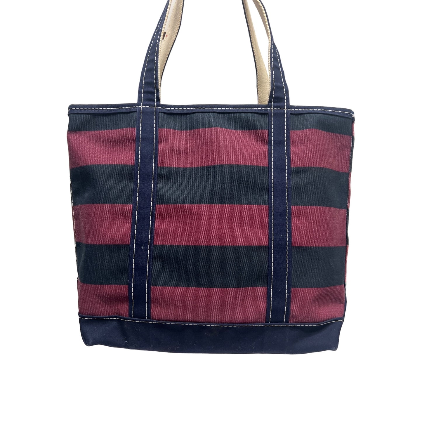 L.L. Bean Vintage Navy & Red Striped Boat & Tote Canvas Bag