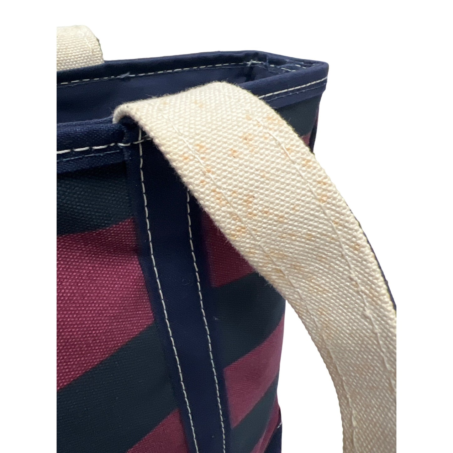 L.L. Bean Vintage Navy & Red Striped Boat & Tote Canvas Bag