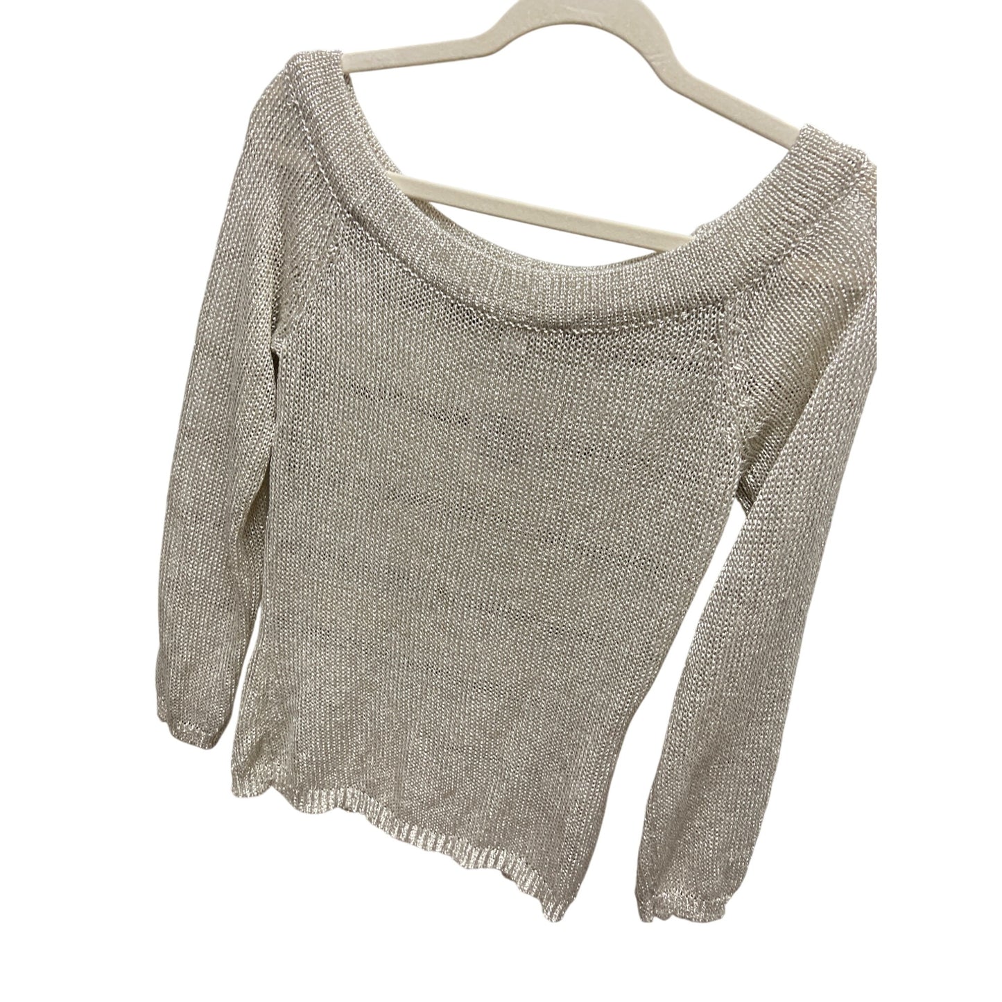 Boston Proper NWT Gold Metallic Wide Knit Boat Neck Sweater