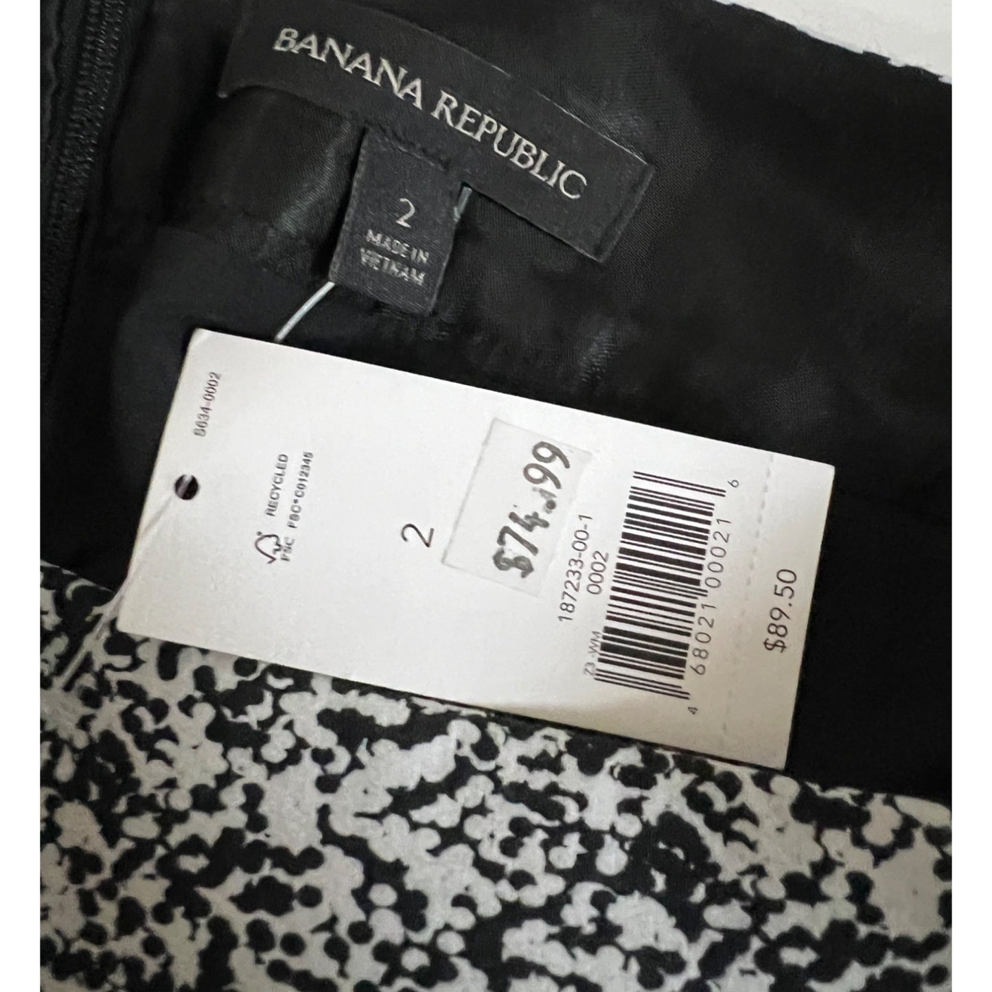 Banana Republic NWT Black & White Marble Cotton Pencil Skirt