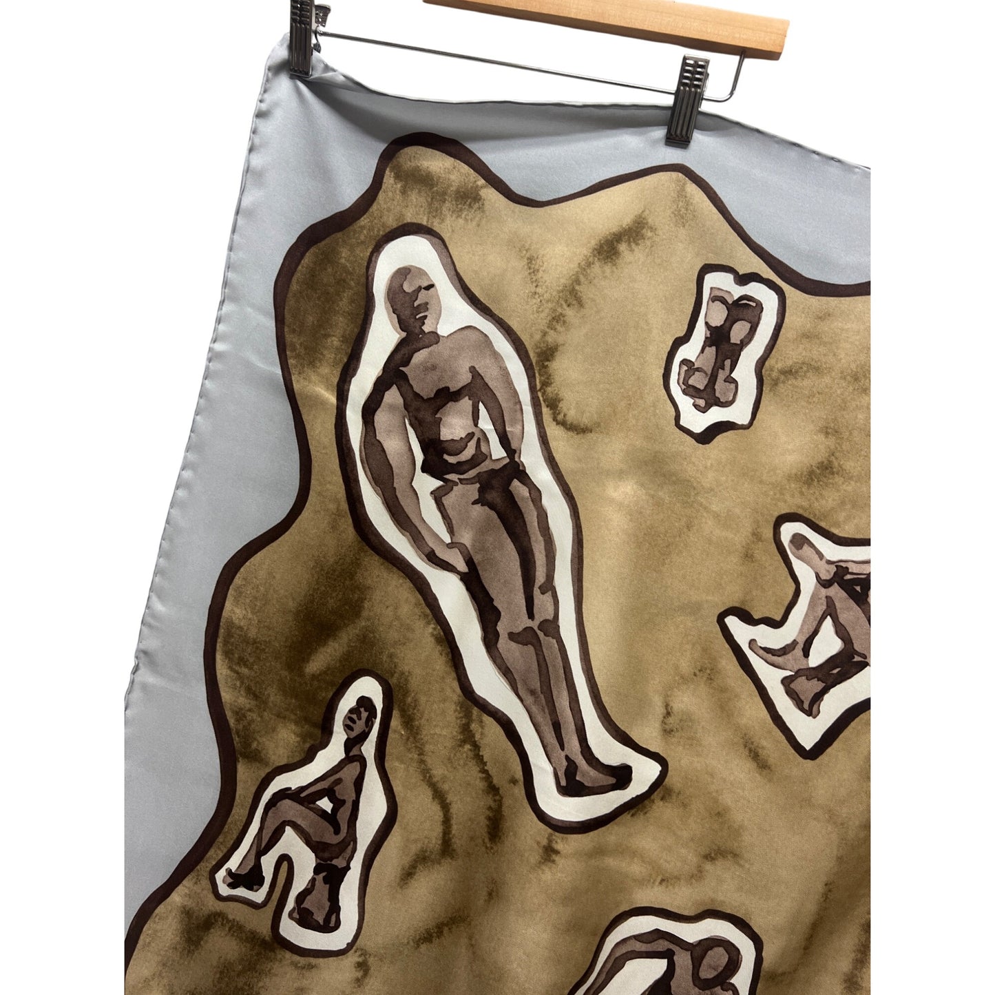 Ippolita Gray & Taupe Silk Abstract Sculpture Artwork Scarf
