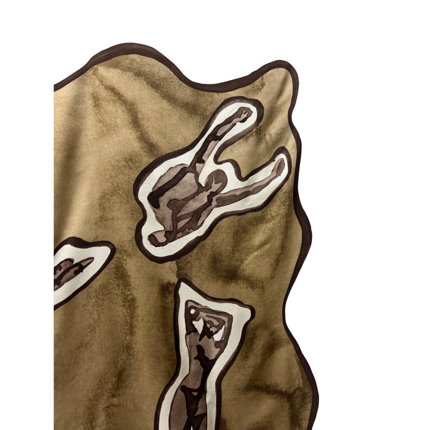 Ippolita Gray & Taupe Silk Abstract Sculpture Artwork Scarf