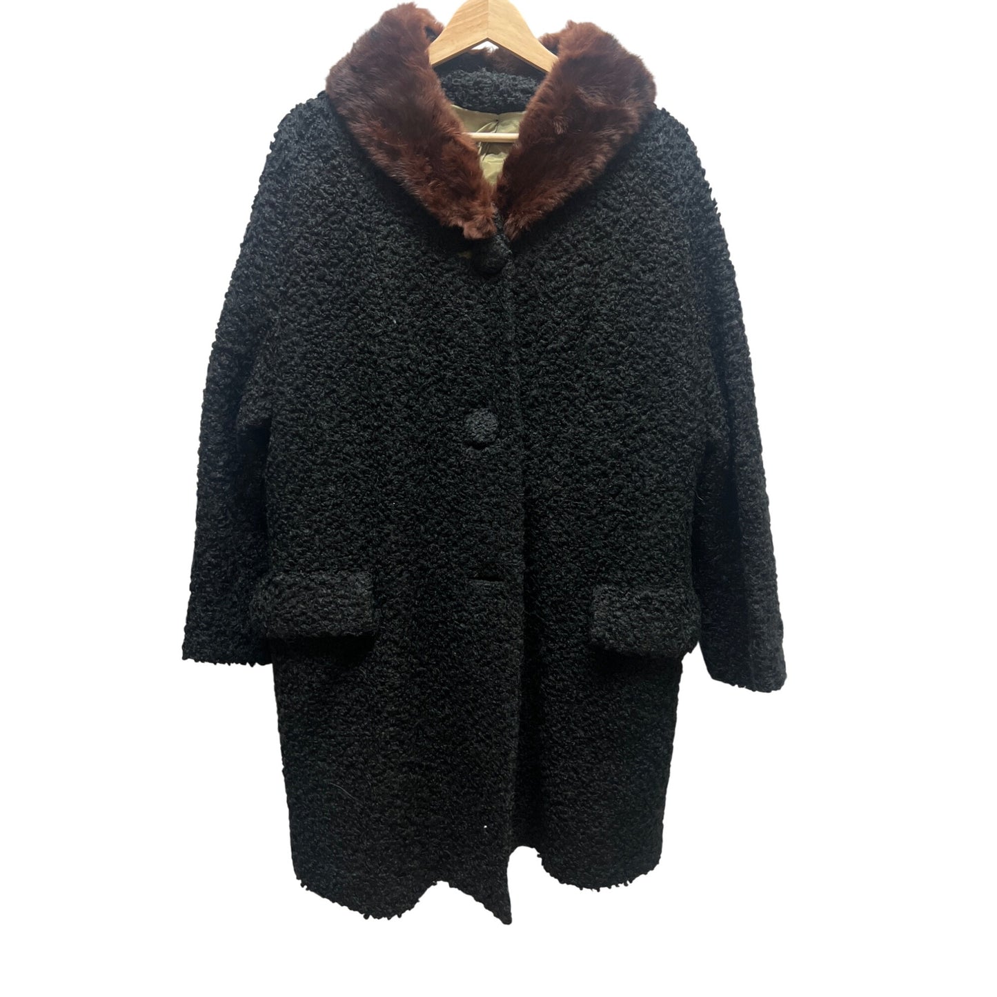 Unbranded Vintage 50's Persian Lambwool Teddy Overcoat with Fur Collar