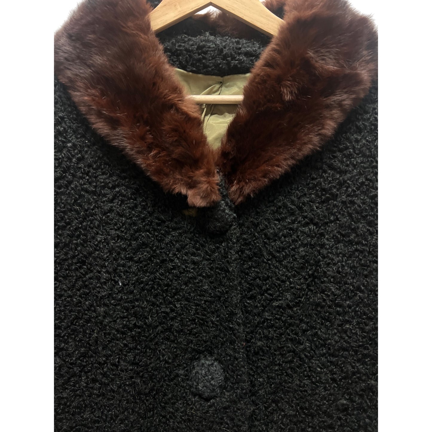 Unbranded Vintage 50's Persian Lambwool Teddy Overcoat with Fur Collar