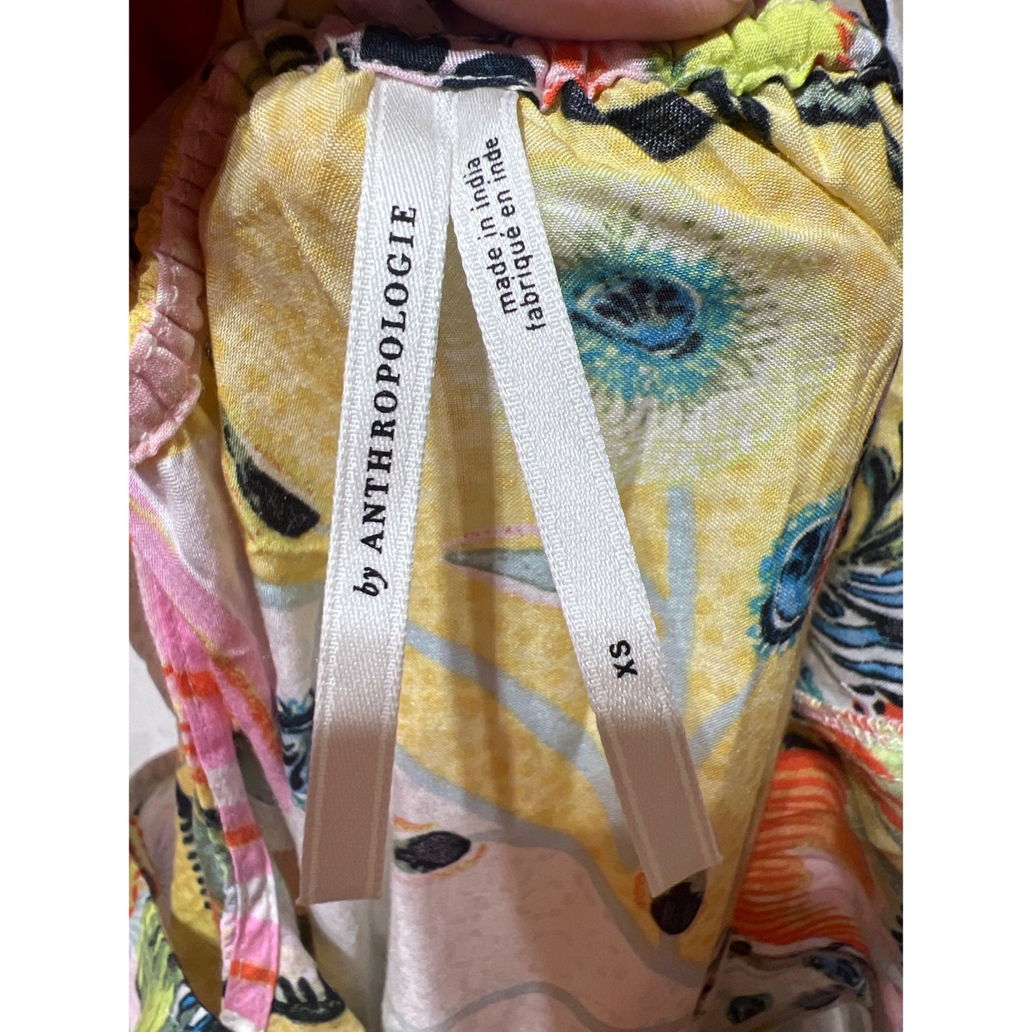 Anthropologie Margaux Botanical Floral Sleep Loungewear Dress With Ruffled Hem & Tie-Back Detailing XS