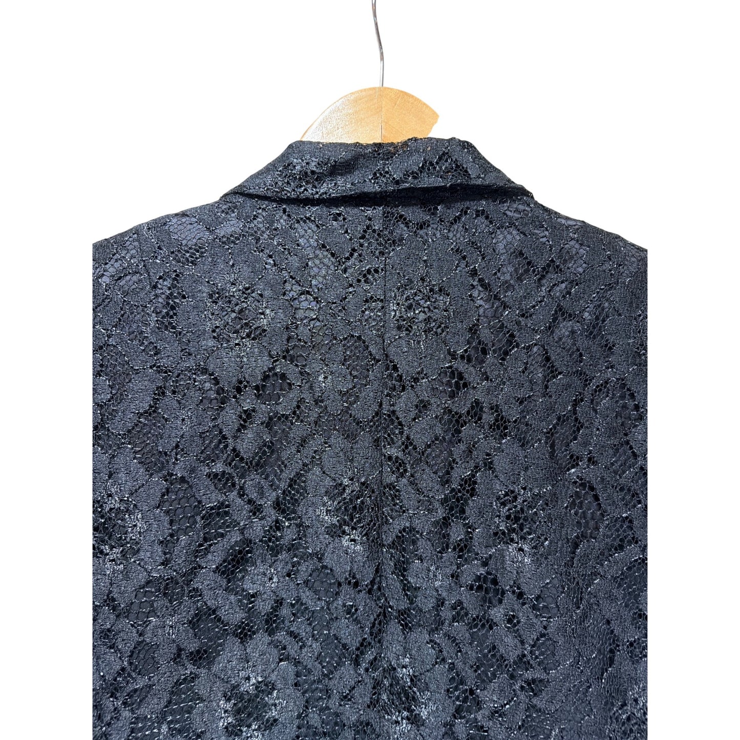 Talbots Vintage 90s Black Lace Button-Front Coat Size 10 Made in USA