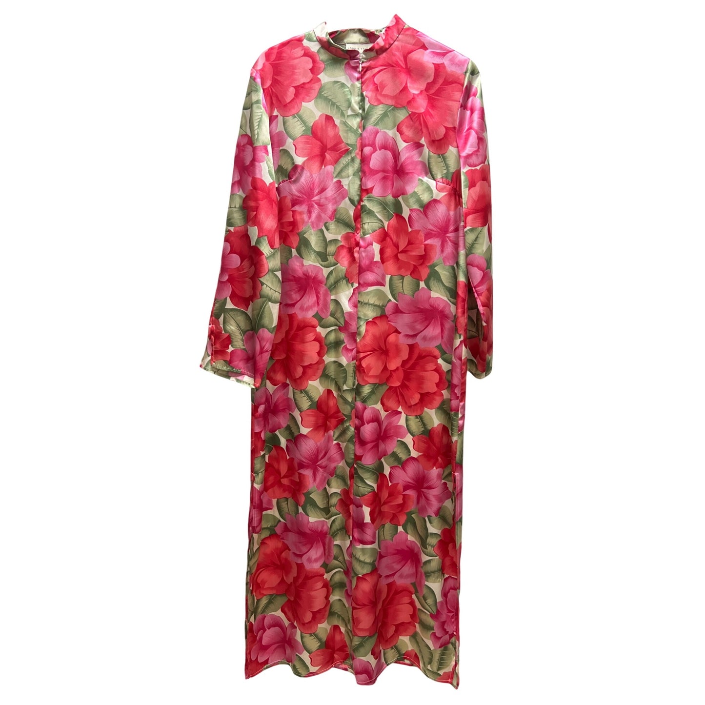 Lord & Taylor Long Floral Zip Satin Mrs Roper House Dress