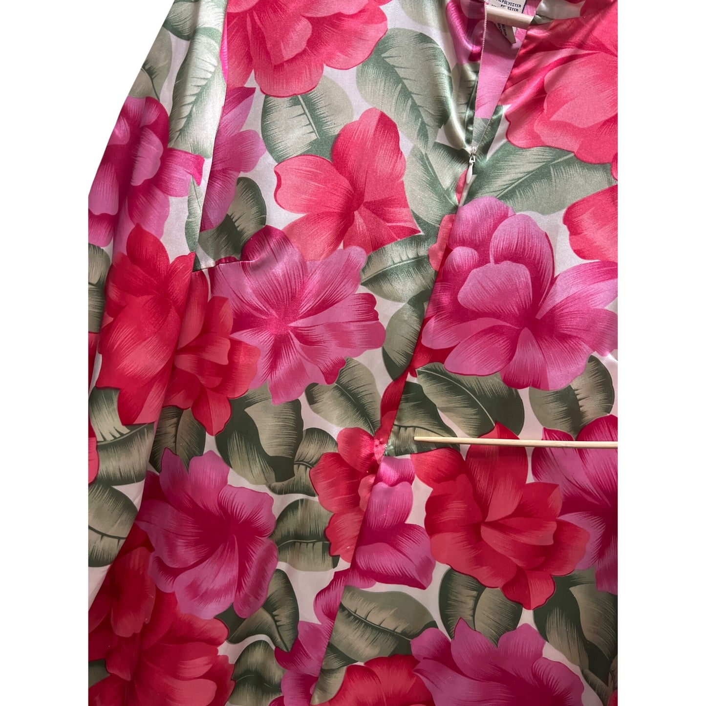 Lord & Taylor Long Floral Zip Satin Mrs Roper House Dress