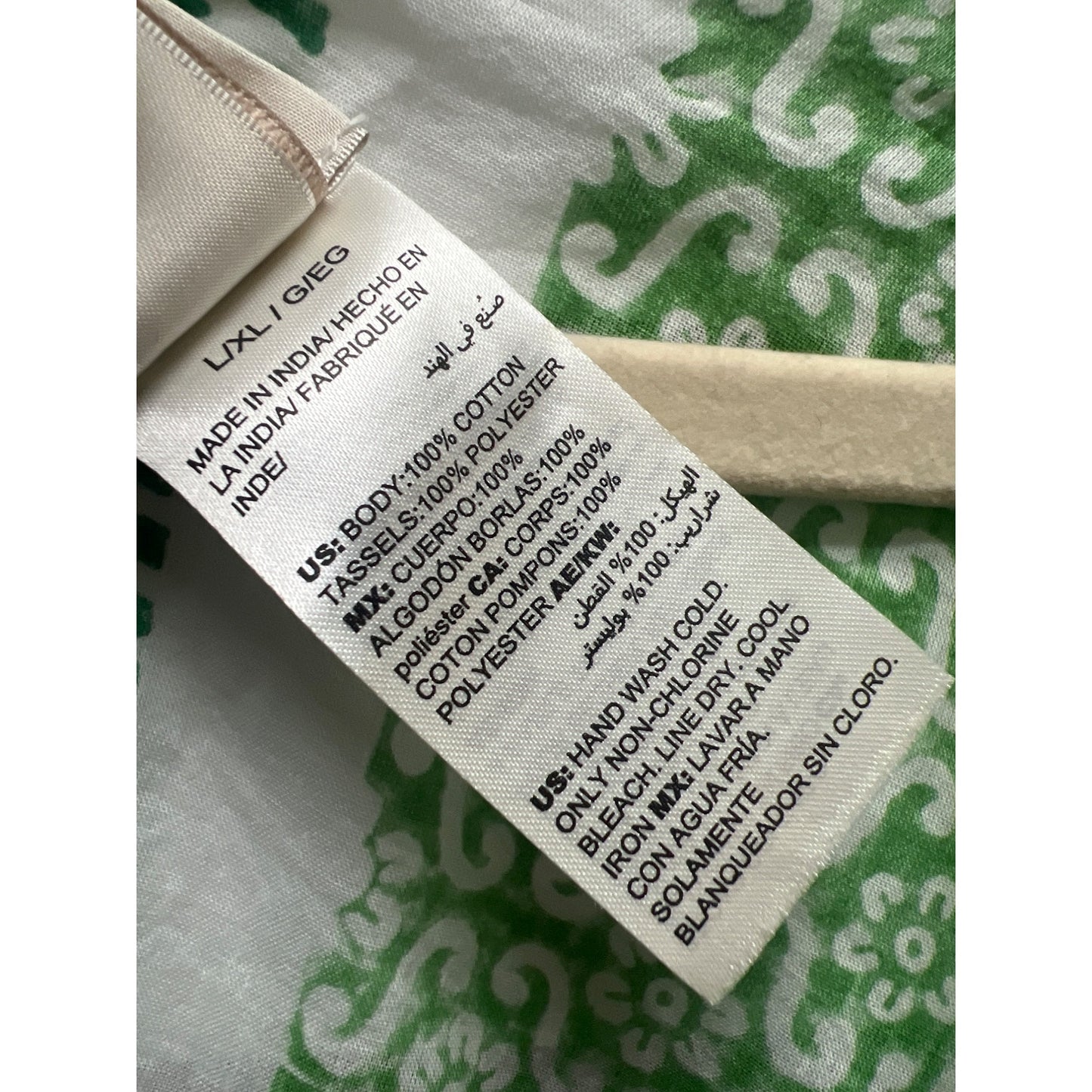 Chico's NWT Green Palm Frond Linen Ruana with Tassels