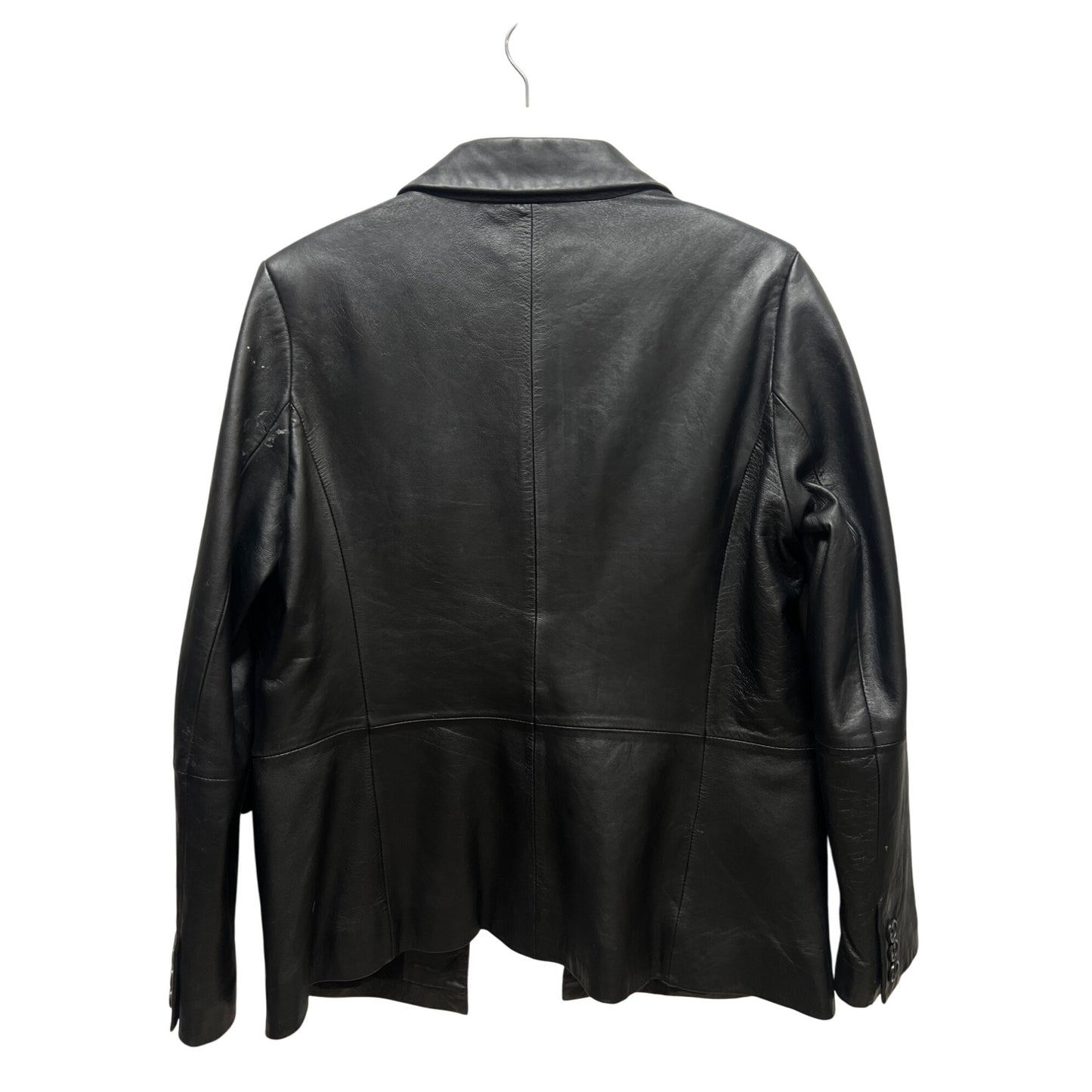 Jaclyn Smith Collection Vintage Y2K Black Genuine Leather Blazer Coat