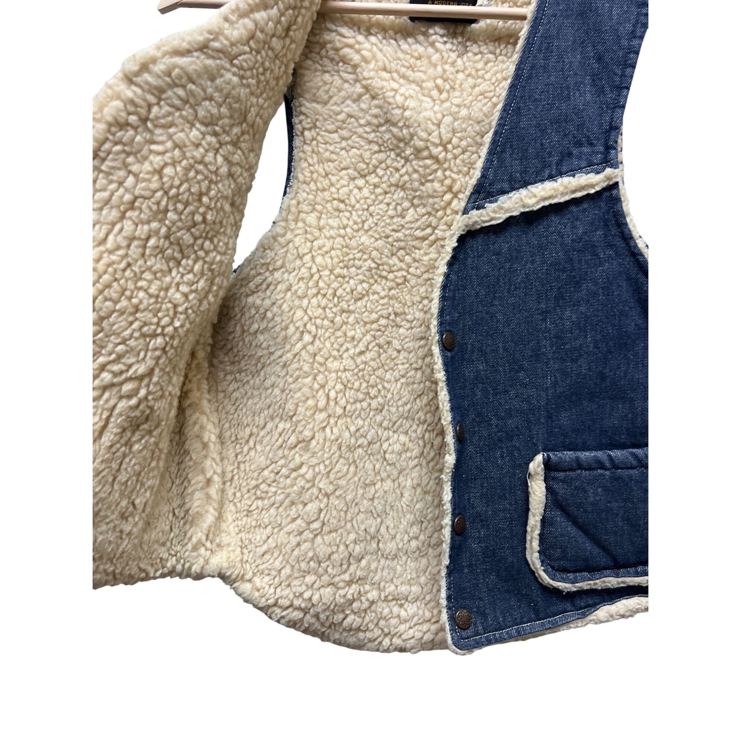 Weathercaster Vintage 70's Denim Sherpa Lined Western Vest