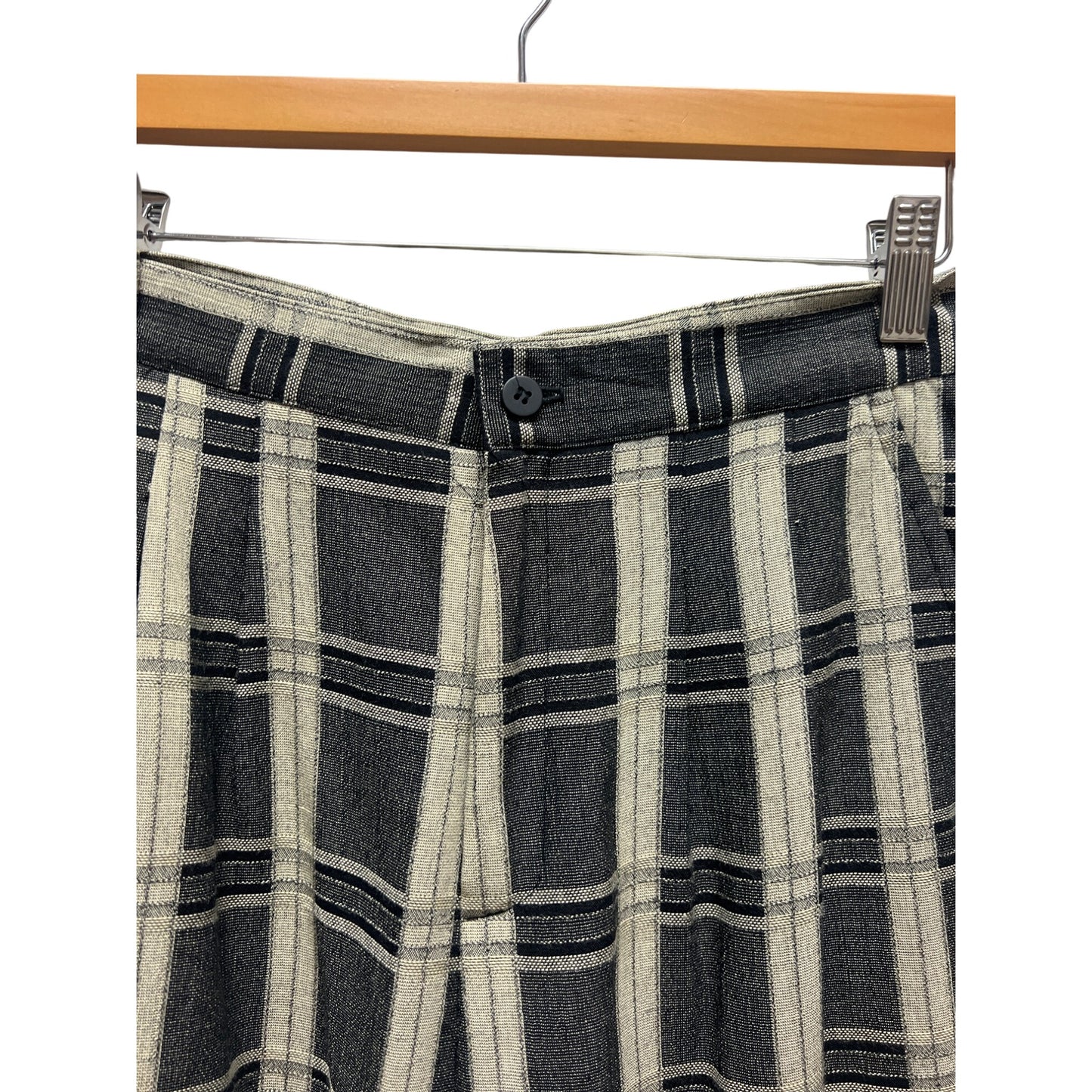 Saks Fifth Avenue Vintage 90's Black and Tan Plaid Bermuda Shorts
